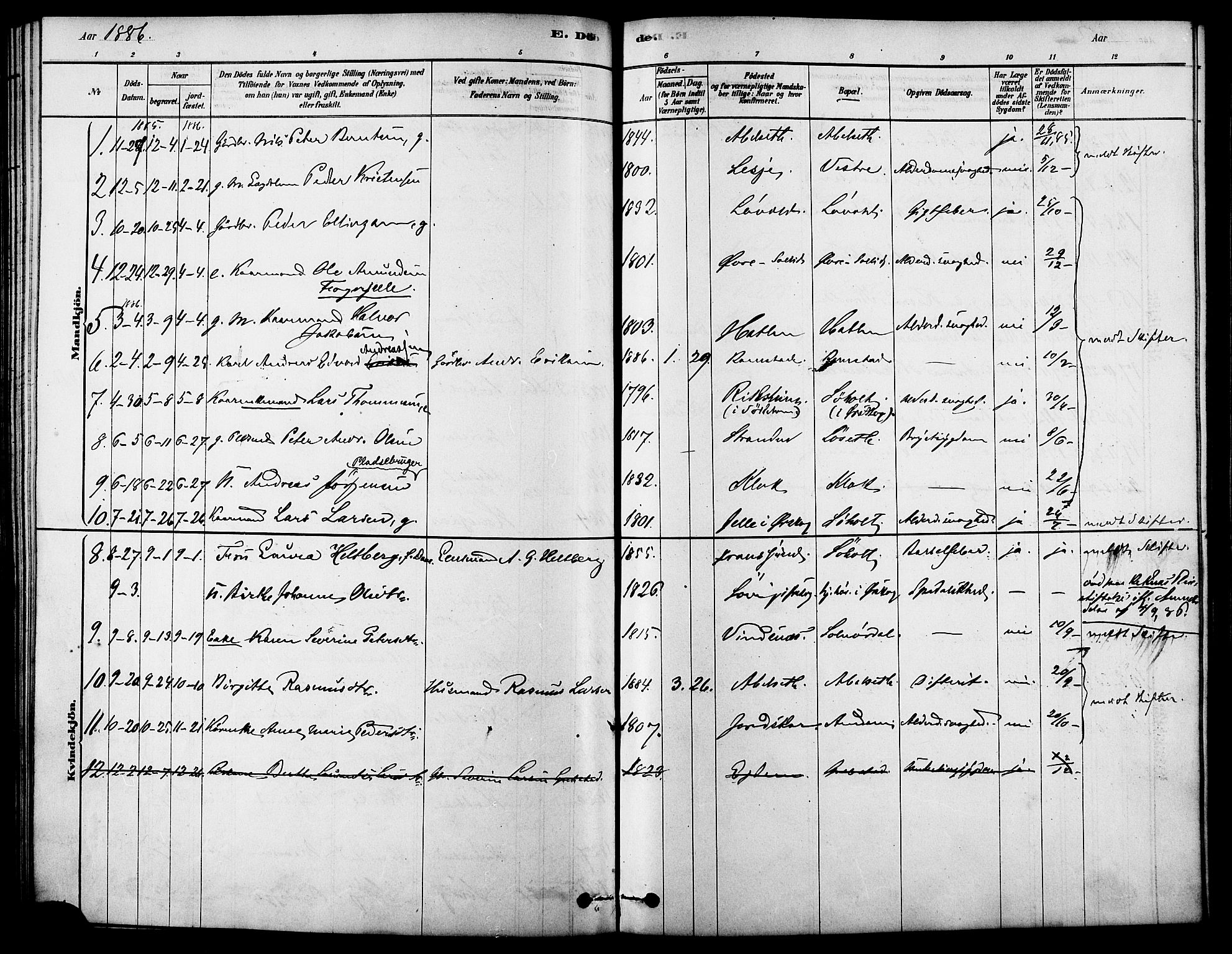 Ministerialprotokoller, klokkerbøker og fødselsregistre - Møre og Romsdal, AV/SAT-A-1454/522/L0315: Parish register (official) no. 522A10, 1878-1890