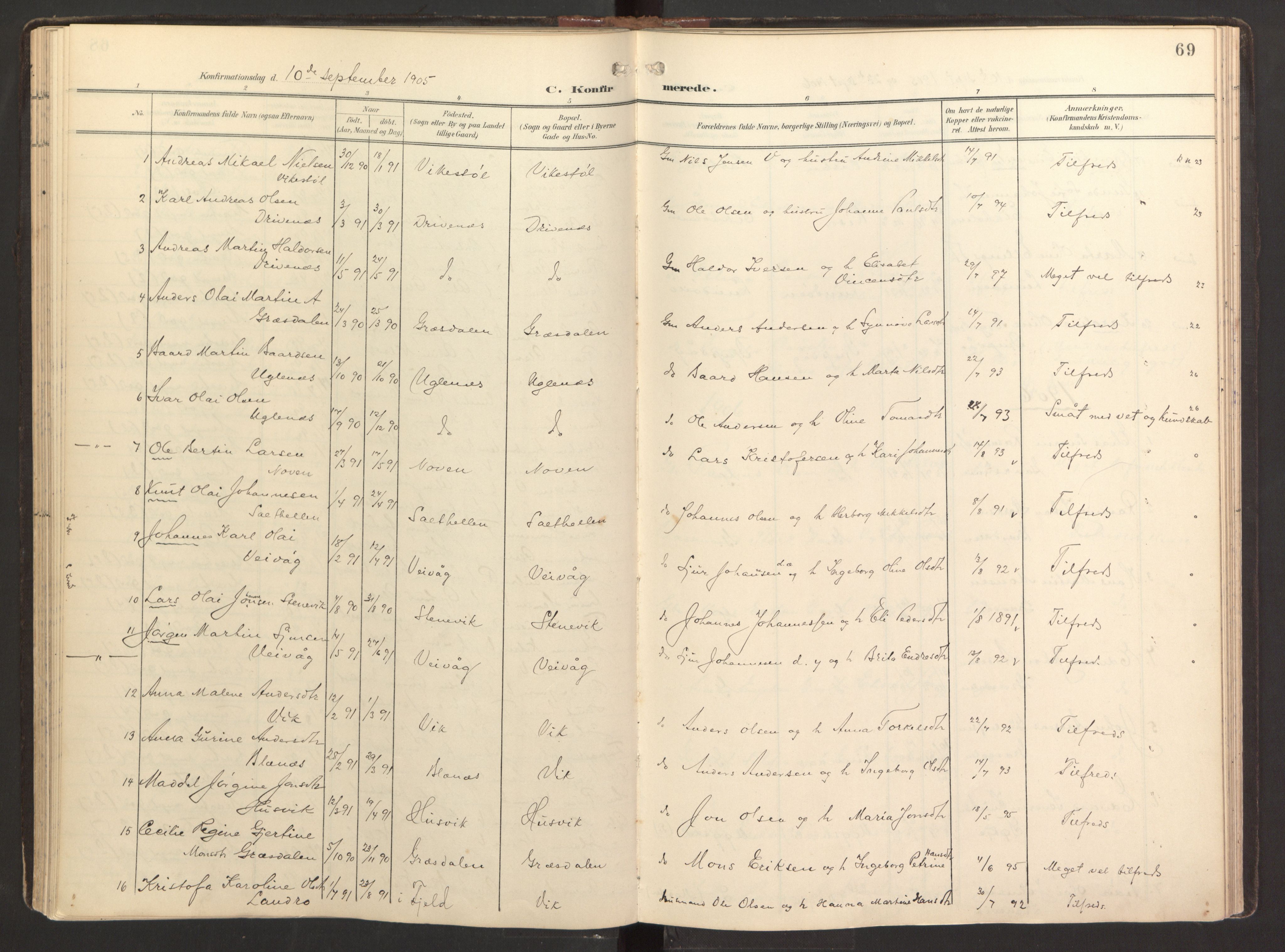 Fitjar sokneprestembete, AV/SAB-A-99926: Parish register (official) no. B 1, 1900-1926, p. 69