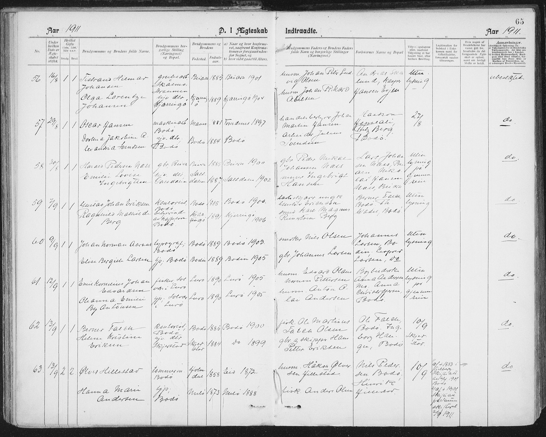 Ministerialprotokoller, klokkerbøker og fødselsregistre - Nordland, AV/SAT-A-1459/801/L0012: Parish register (official) no. 801A12, 1900-1916, p. 65