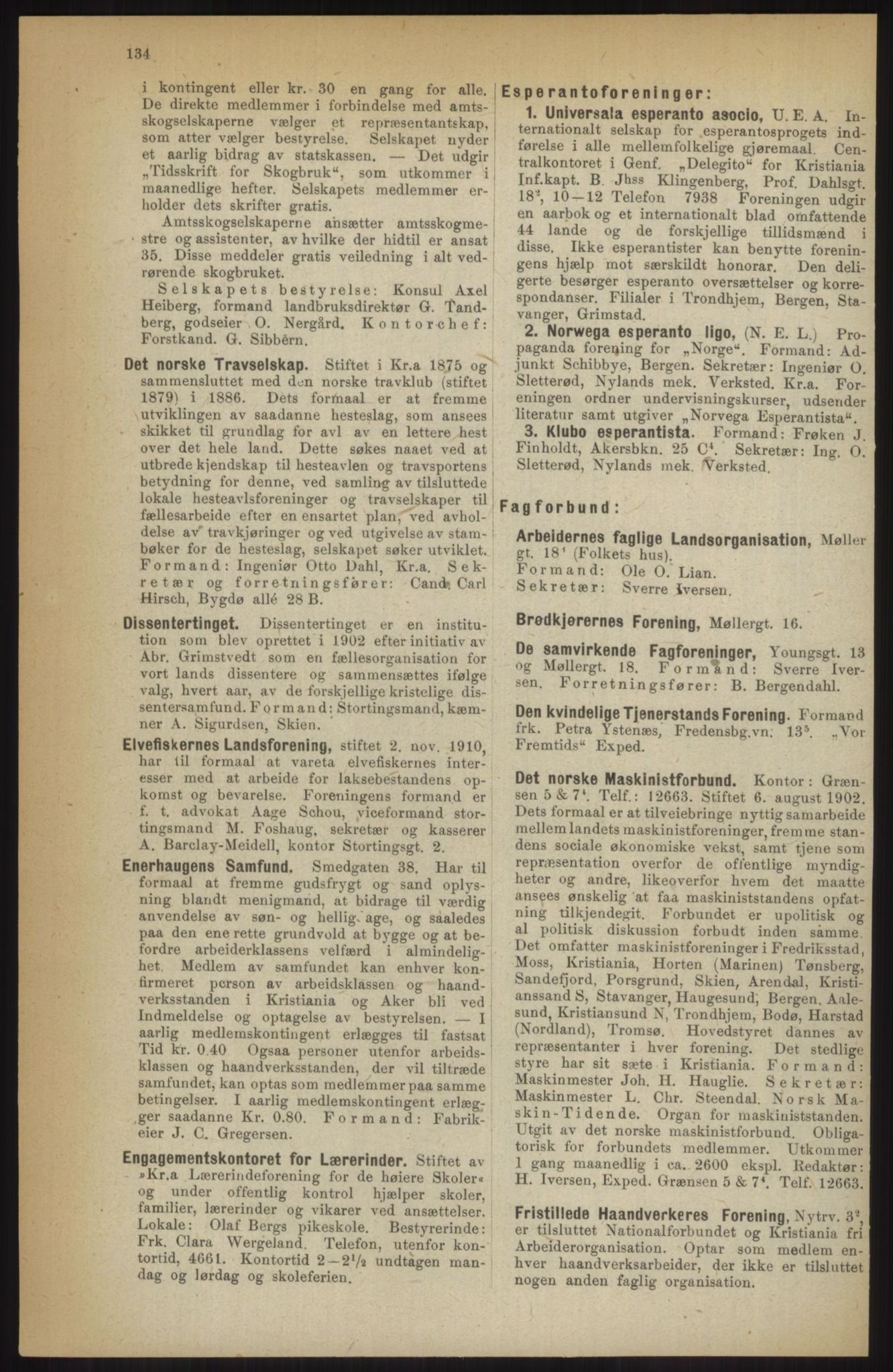 Kristiania/Oslo adressebok, PUBL/-, 1914, p. 134