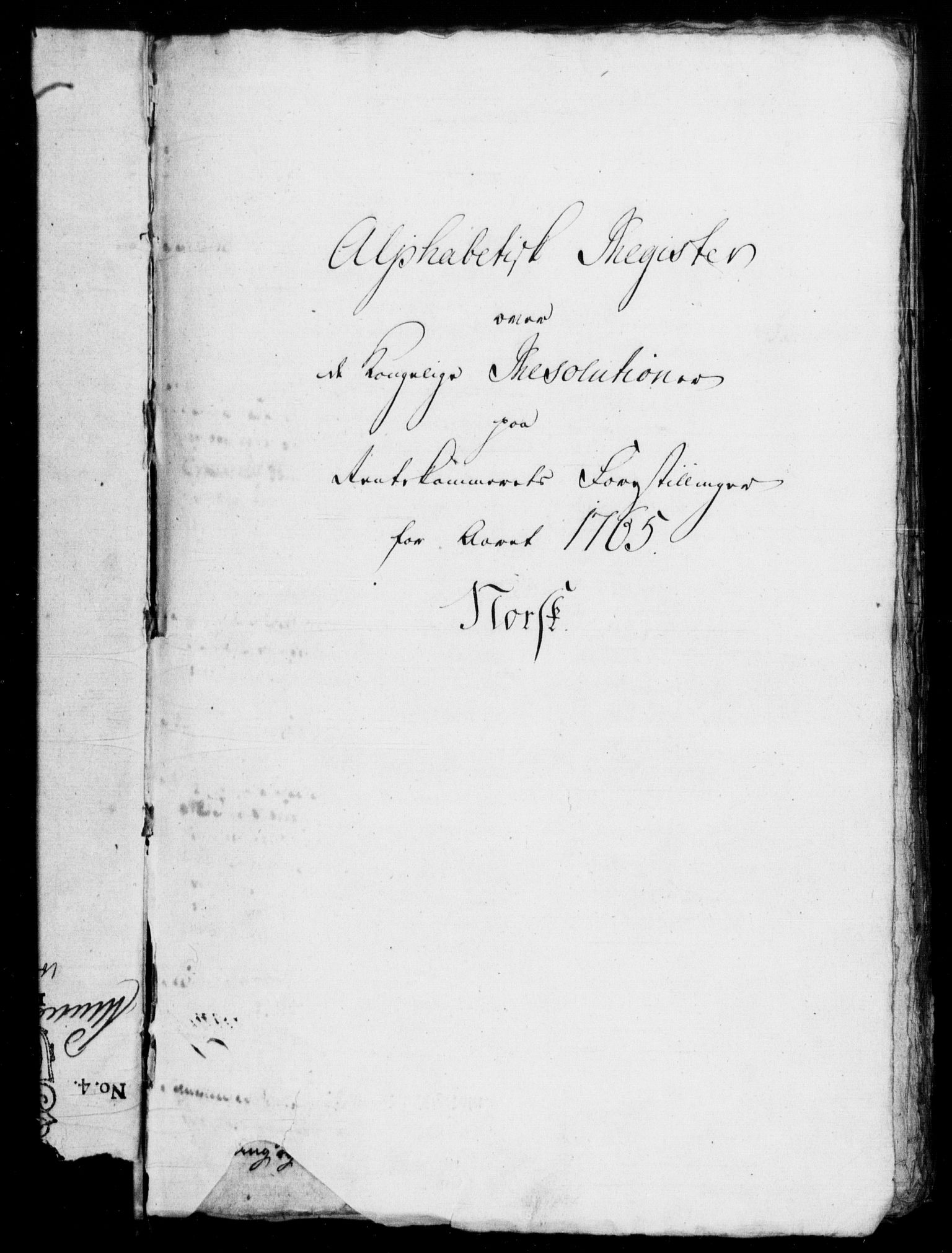 Rentekammeret, Kammerkanselliet, RA/EA-3111/G/Gf/Gfb/L0007: Register til norske relasjons- og resolusjonsprotokoller (merket RK 52.102), 1765-1771, p. 2