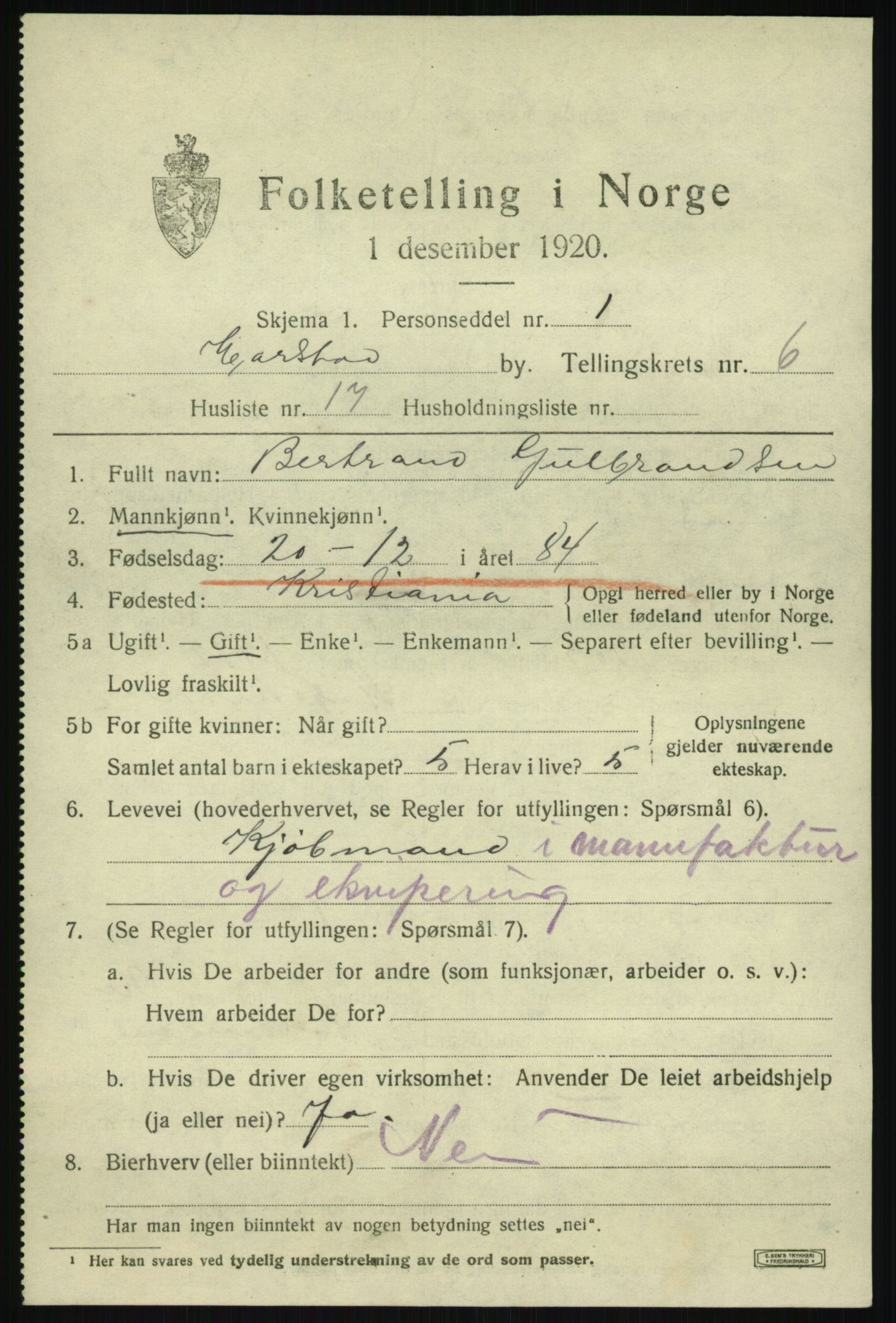 SATØ, 1920 census for Harstad, 1920, p. 7822