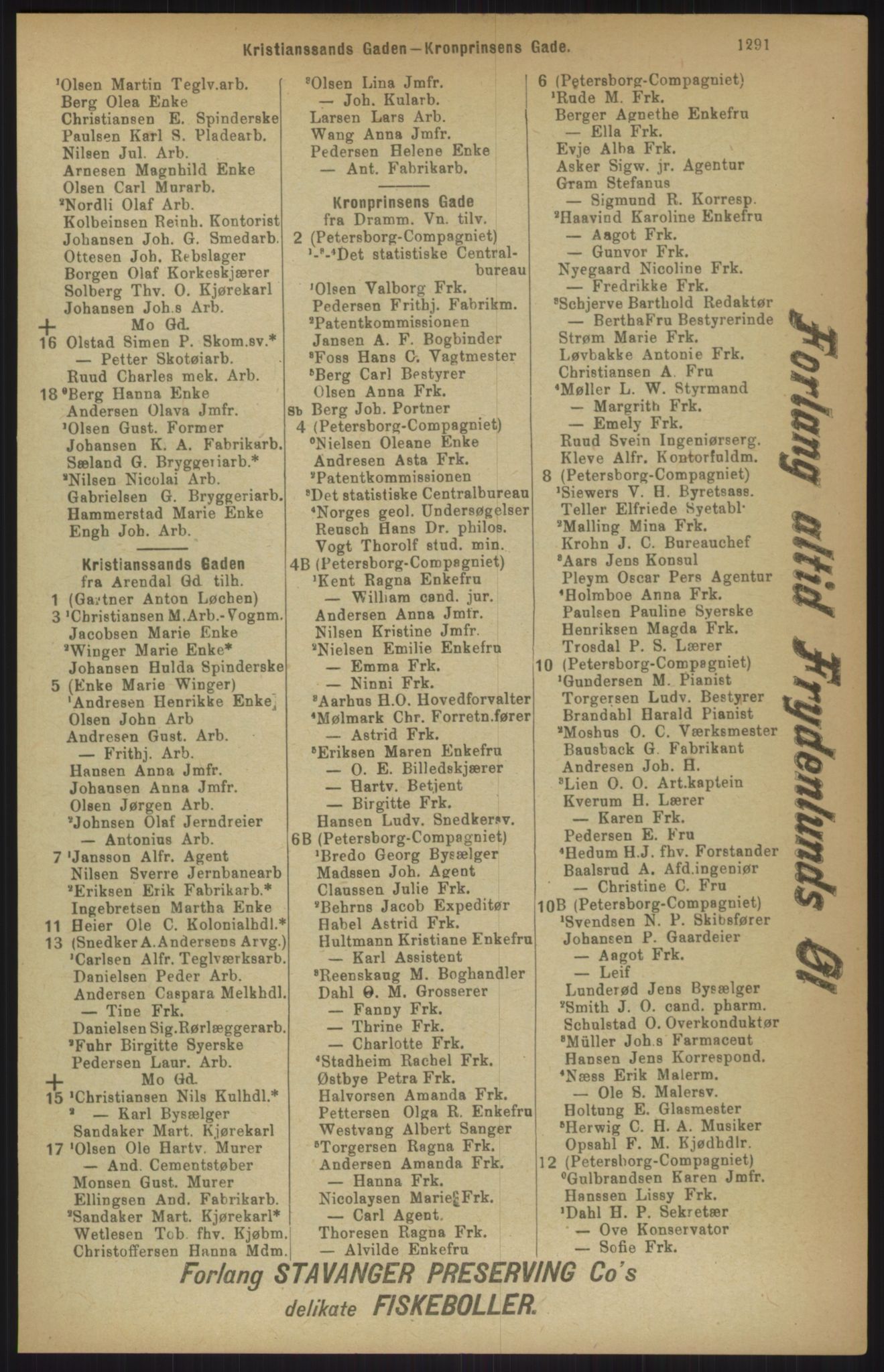 Kristiania/Oslo adressebok, PUBL/-, 1911, p. 1291