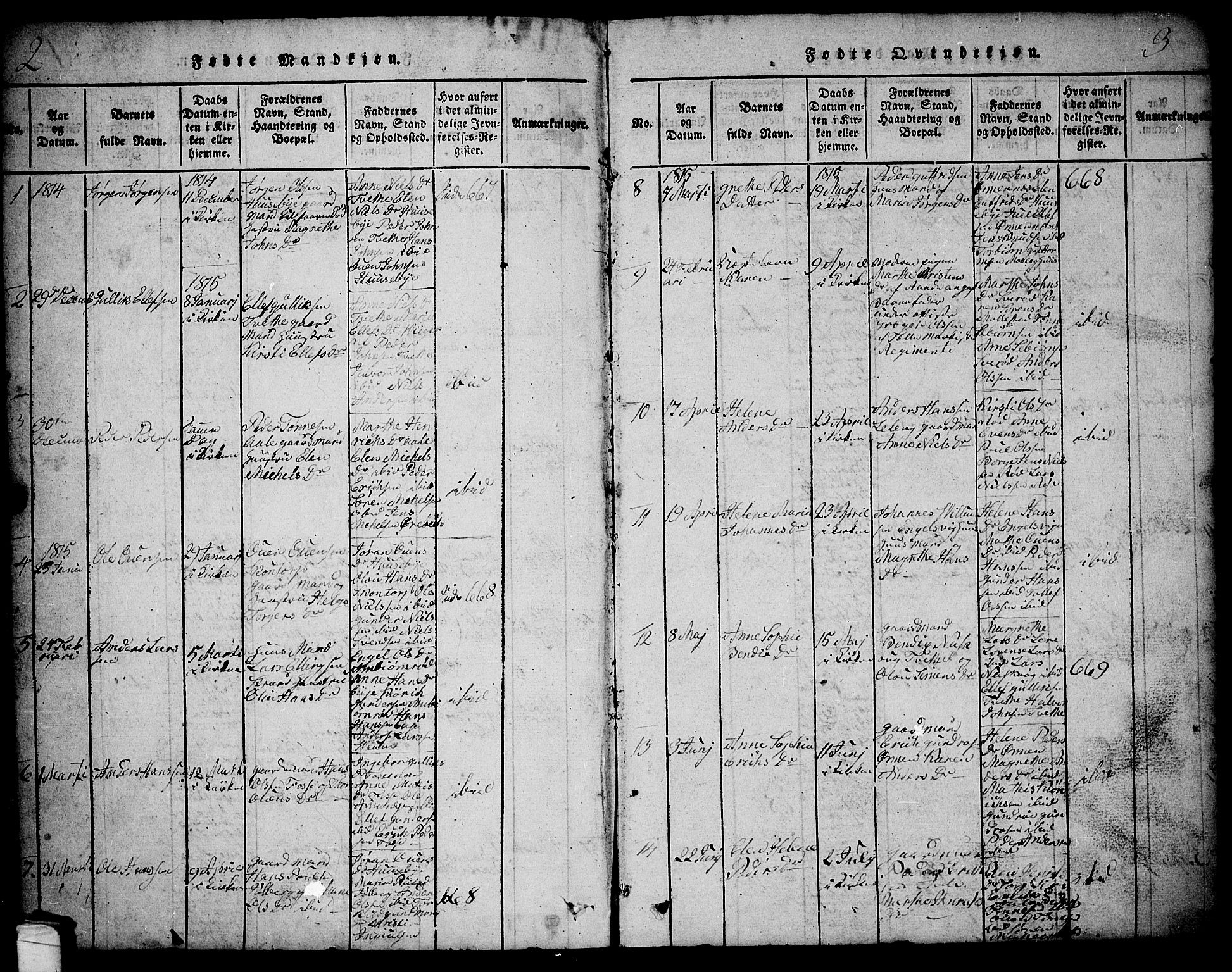 Onsøy prestekontor Kirkebøker, AV/SAO-A-10914/G/Ga/L0001: Parish register (copy) no. I 1, 1814-1840, p. 2-3