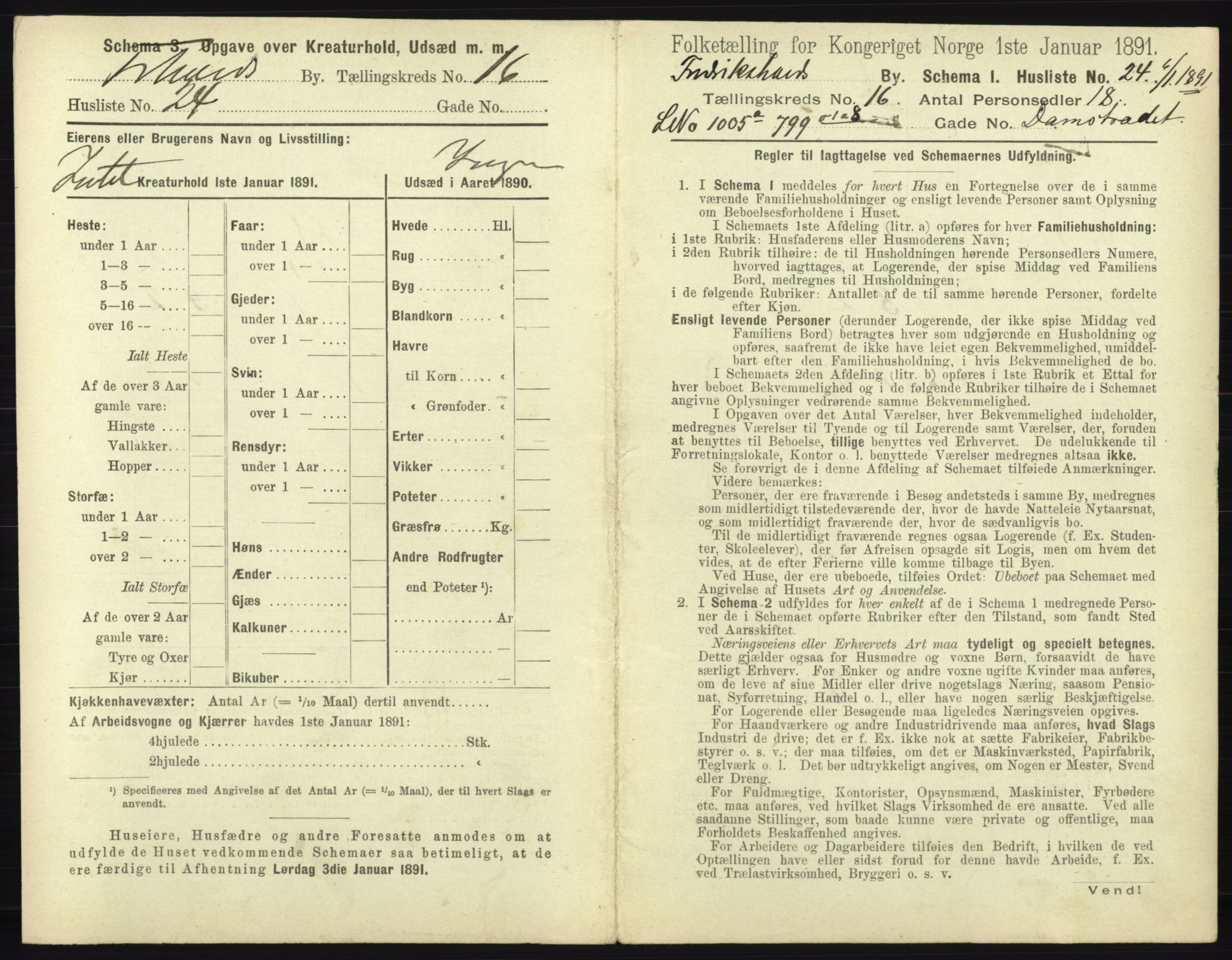 RA, 1891 census for 0101 Fredrikshald, 1891, p. 1522