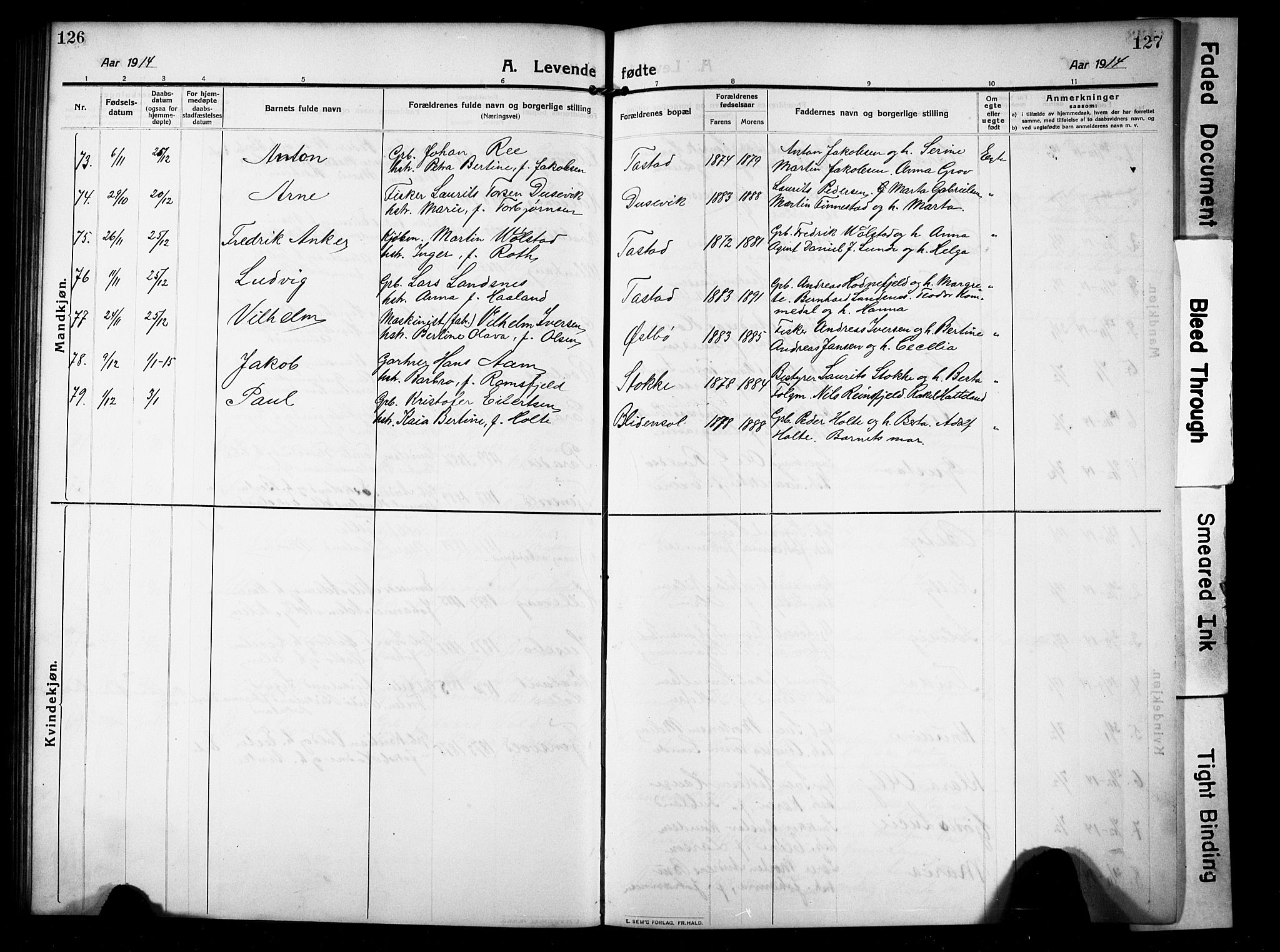 Hetland sokneprestkontor, AV/SAST-A-101826/30/30BB/L0008: Parish register (copy) no. B 8, 1910-1921, p. 126-127