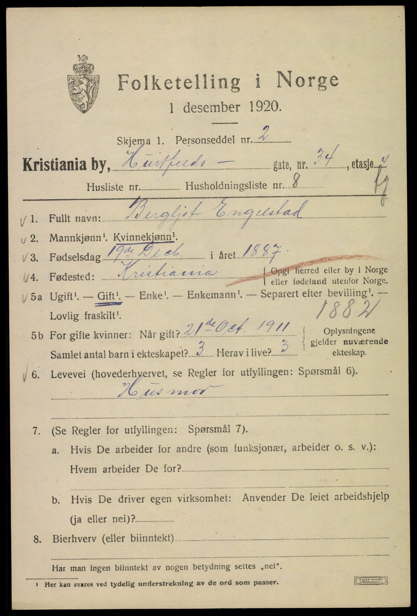 SAO, 1920 census for Kristiania, 1920, p. 301209