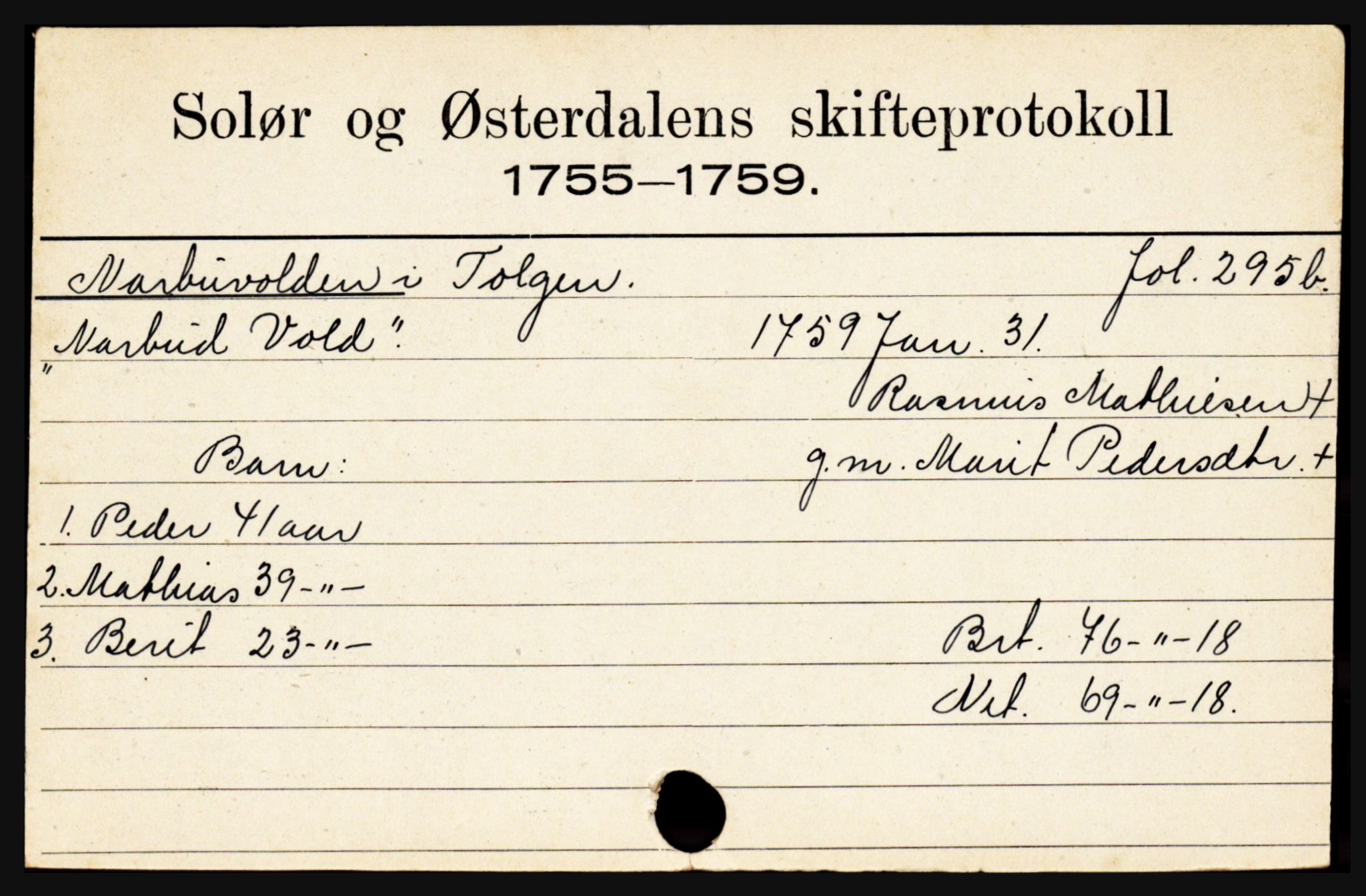 Solør og Østerdalen sorenskriveri, SAH/TING-024/J, 1716-1774, p. 4085