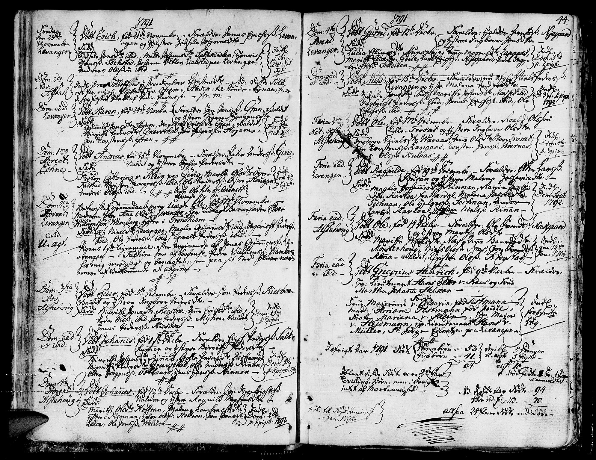 Ministerialprotokoller, klokkerbøker og fødselsregistre - Nord-Trøndelag, SAT/A-1458/717/L0142: Parish register (official) no. 717A02 /1, 1783-1809, p. 44