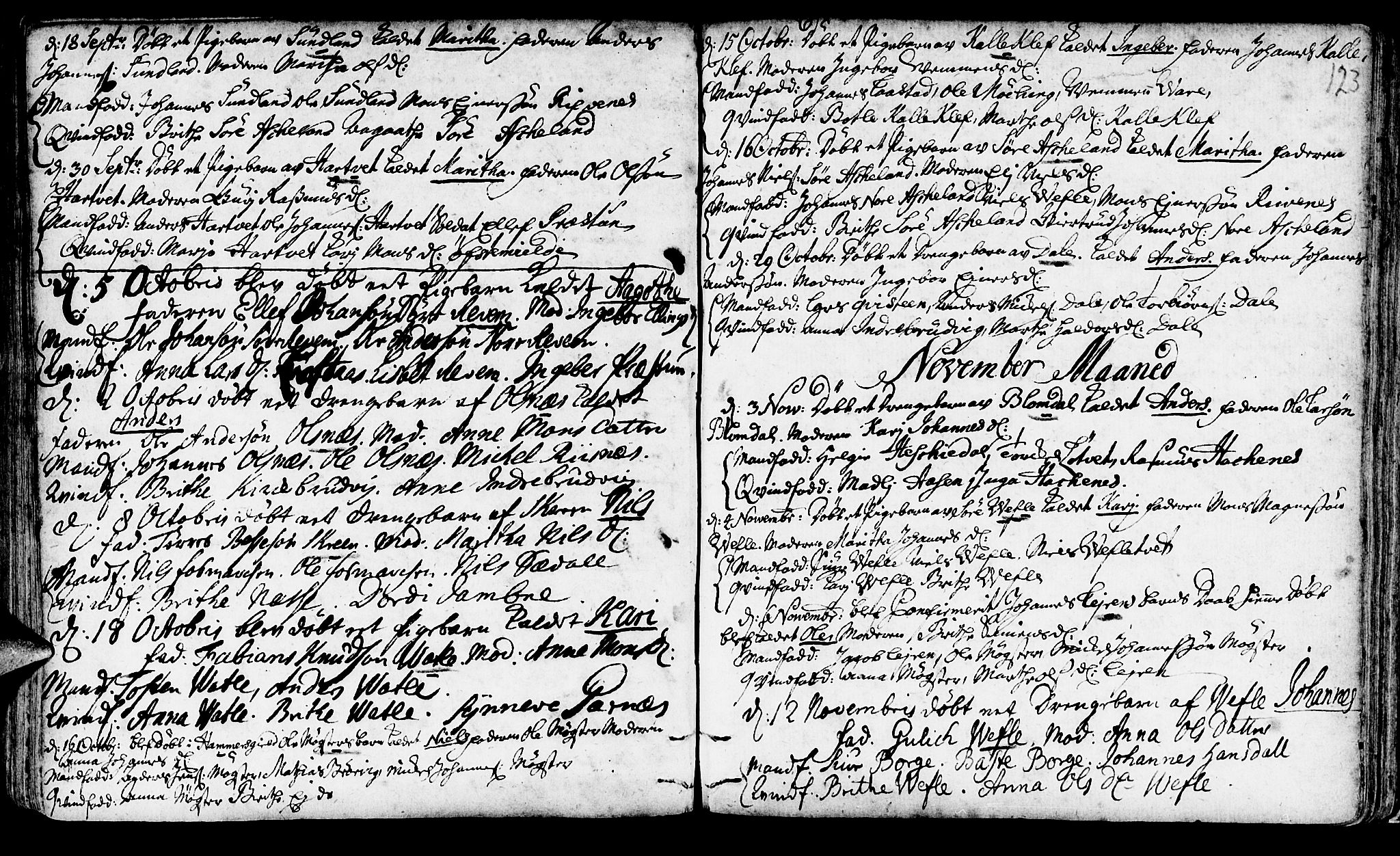 Haus sokneprestembete, SAB/A-75601/H/Haa: Parish register (official) no. A 4, 1723-1733, p. 123
