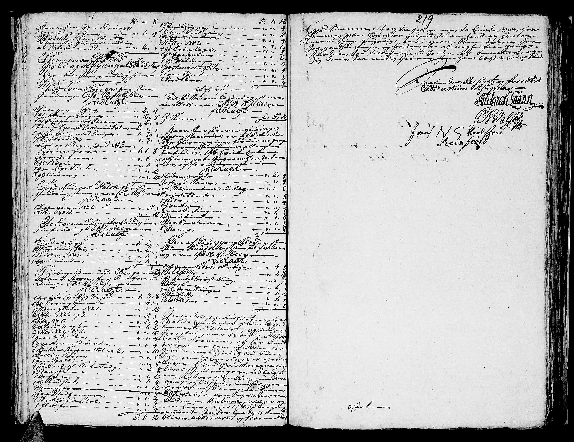 Helgeland sorenskriveri, AV/SAT-A-0004/3/3A/L0051: Konseptprotokoll 36, 1762, p. 218b-219a