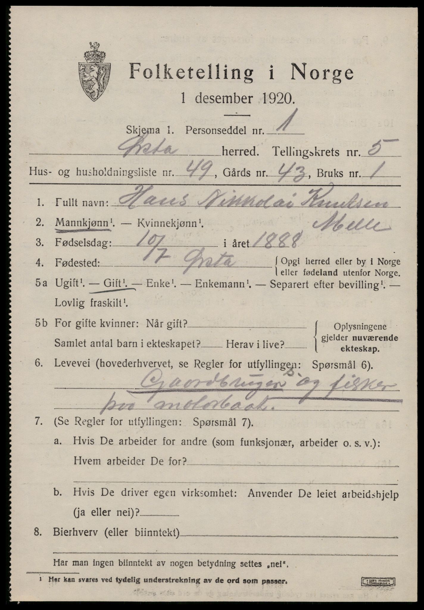 SAT, 1920 census for Ørsta, 1920, p. 4788