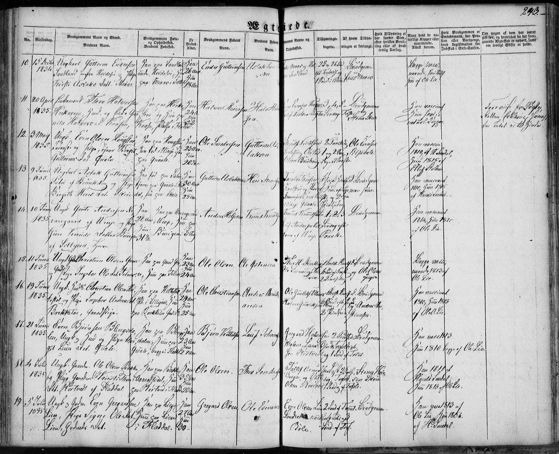 Seljord kirkebøker, SAKO/A-20/F/Fa/L0011: Parish register (official) no. I 11, 1831-1849, p. 243