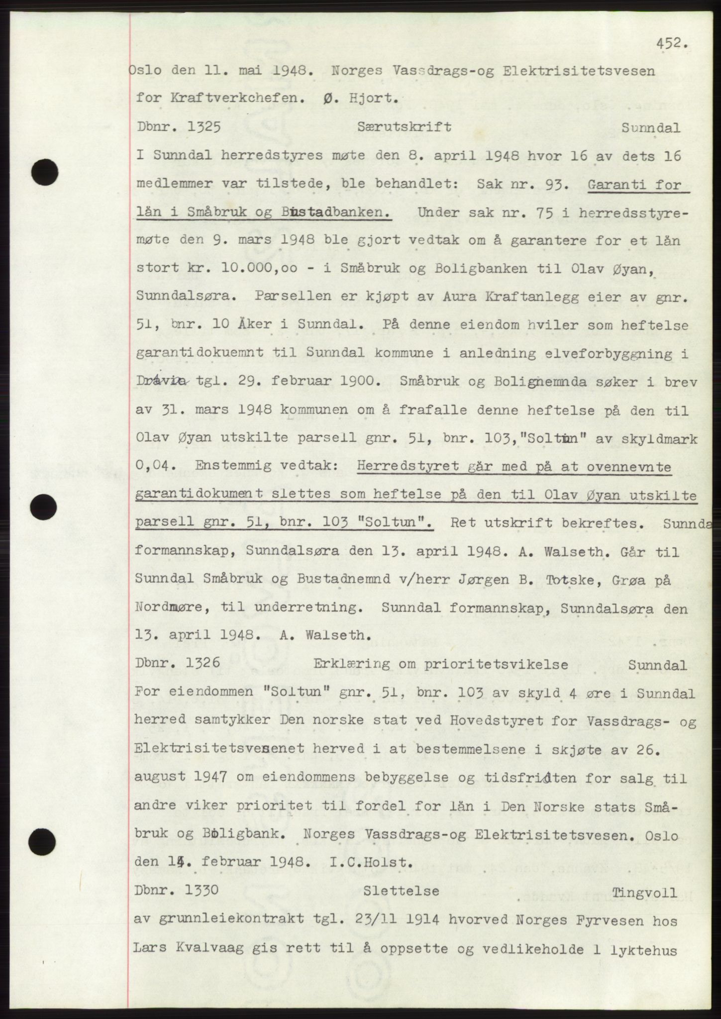 Nordmøre sorenskriveri, SAT/A-4132/1/2/2Ca: Mortgage book no. C82b, 1946-1951, Diary no: : 1325/1948