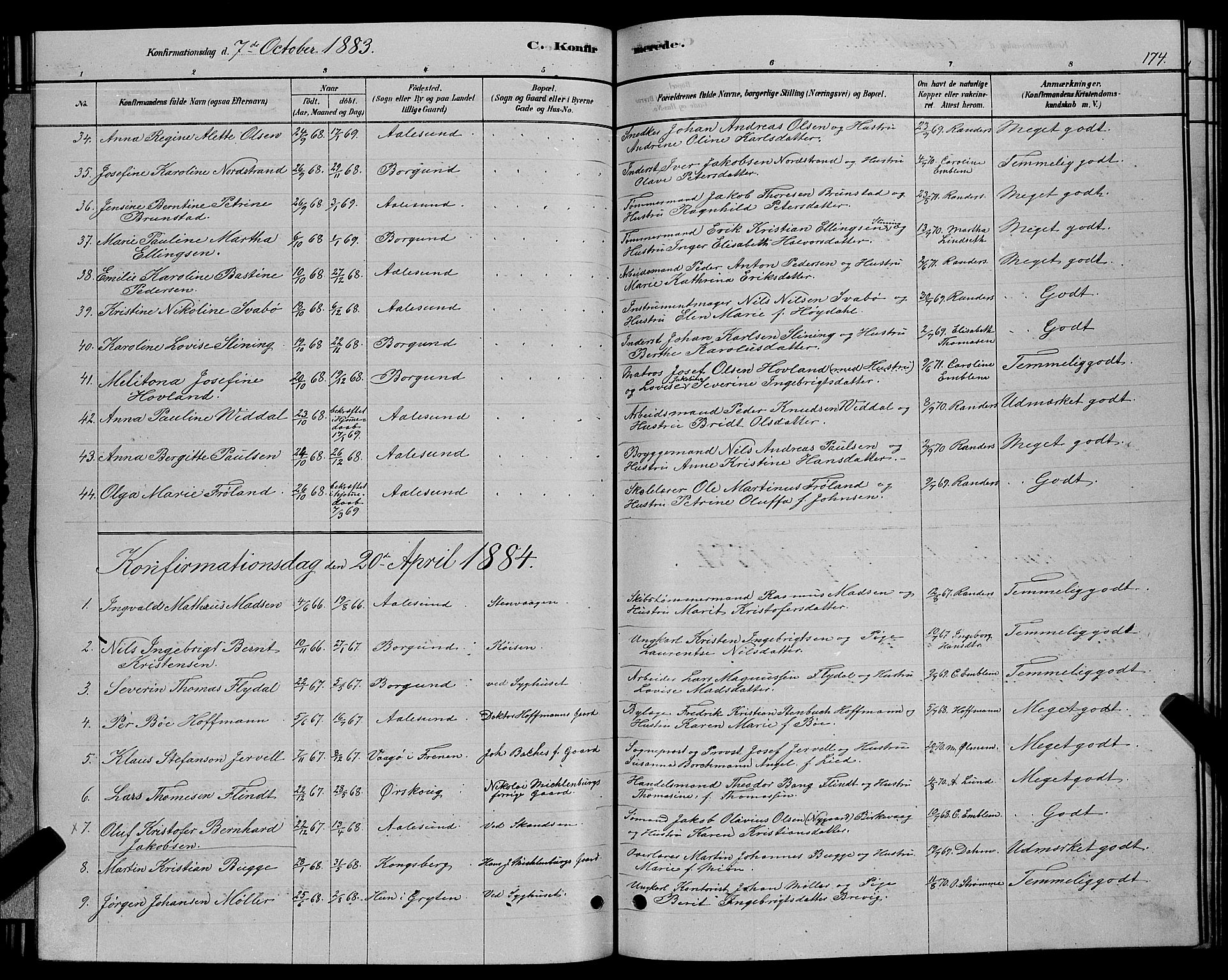 Ministerialprotokoller, klokkerbøker og fødselsregistre - Møre og Romsdal, SAT/A-1454/529/L0466: Parish register (copy) no. 529C03, 1878-1888, p. 175