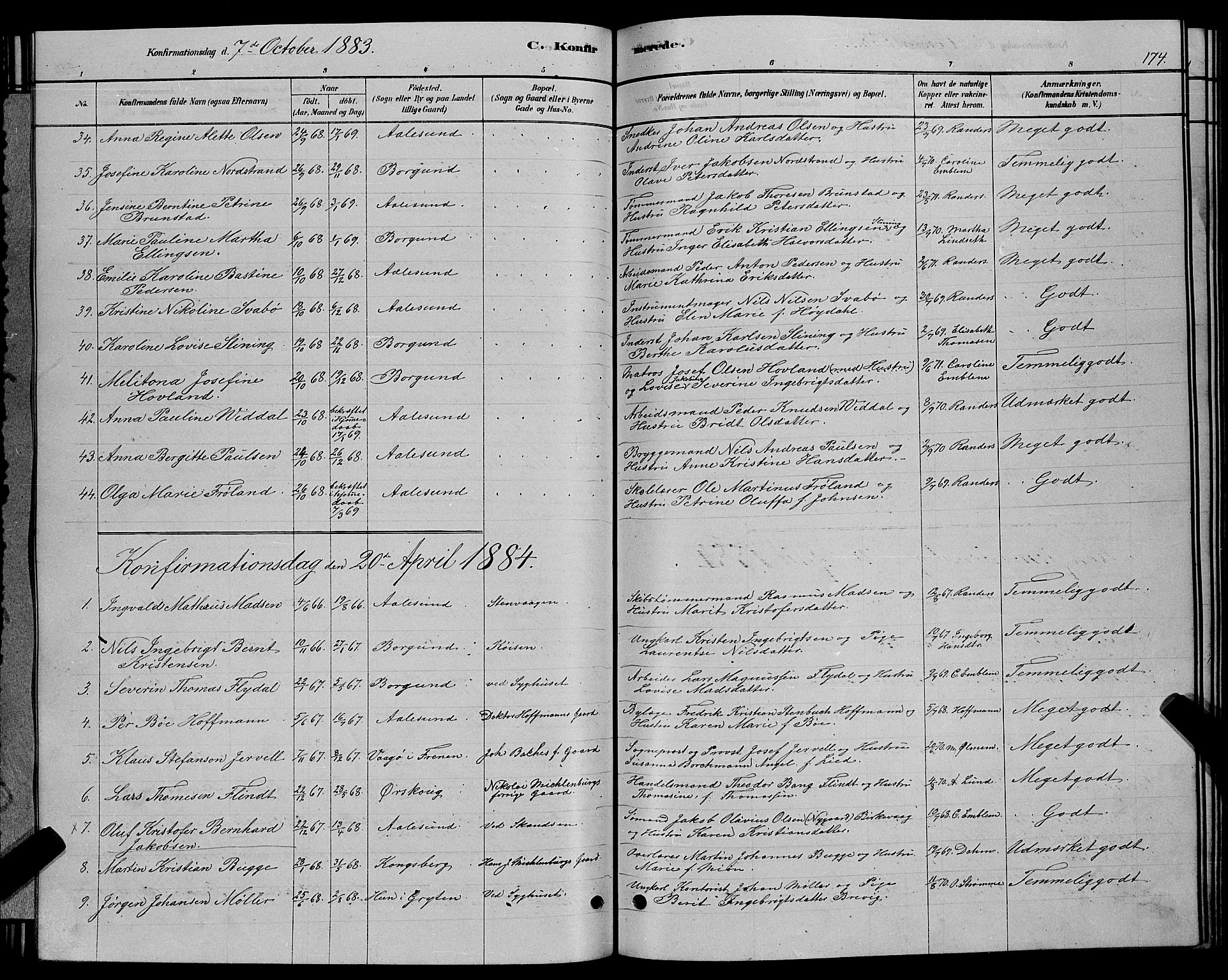 Ministerialprotokoller, klokkerbøker og fødselsregistre - Møre og Romsdal, AV/SAT-A-1454/529/L0466: Parish register (copy) no. 529C03, 1878-1888, p. 175