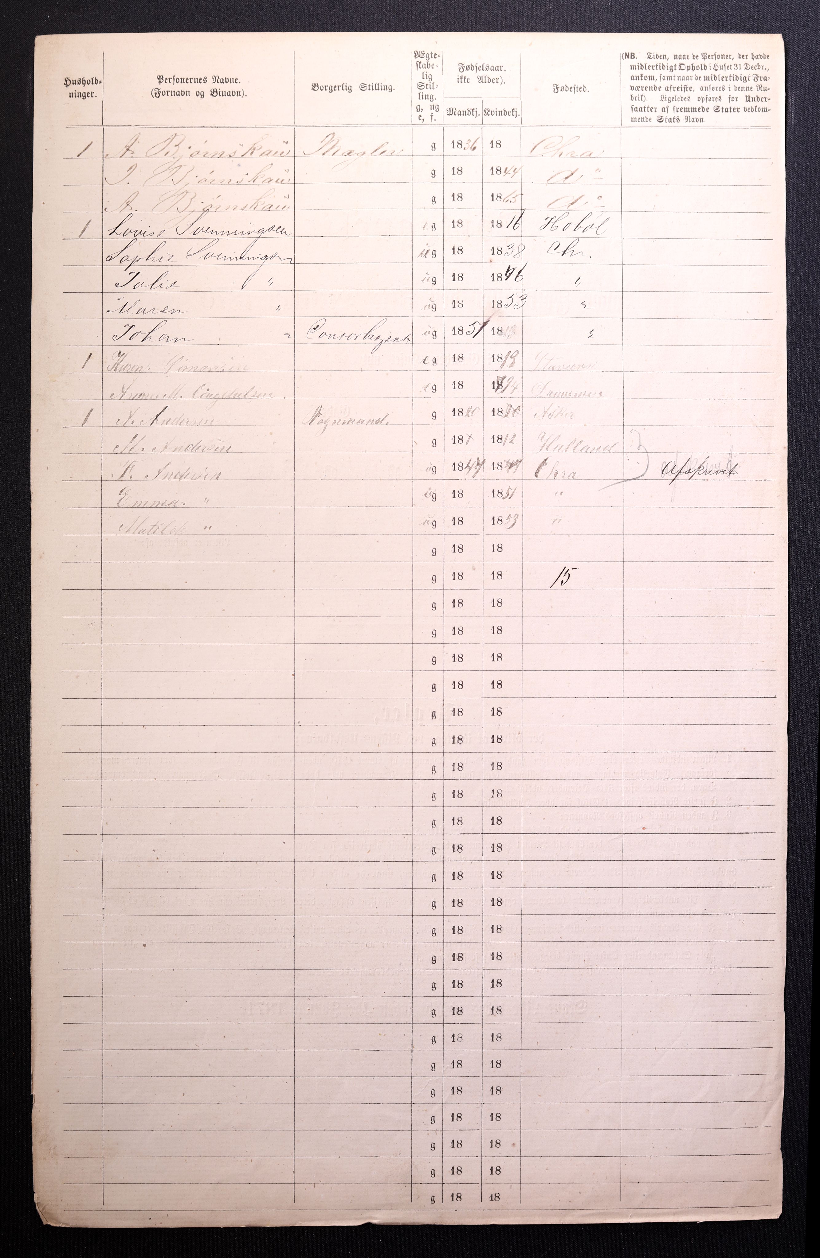 RA, 1870 census for 0301 Kristiania, 1870, p. 1706