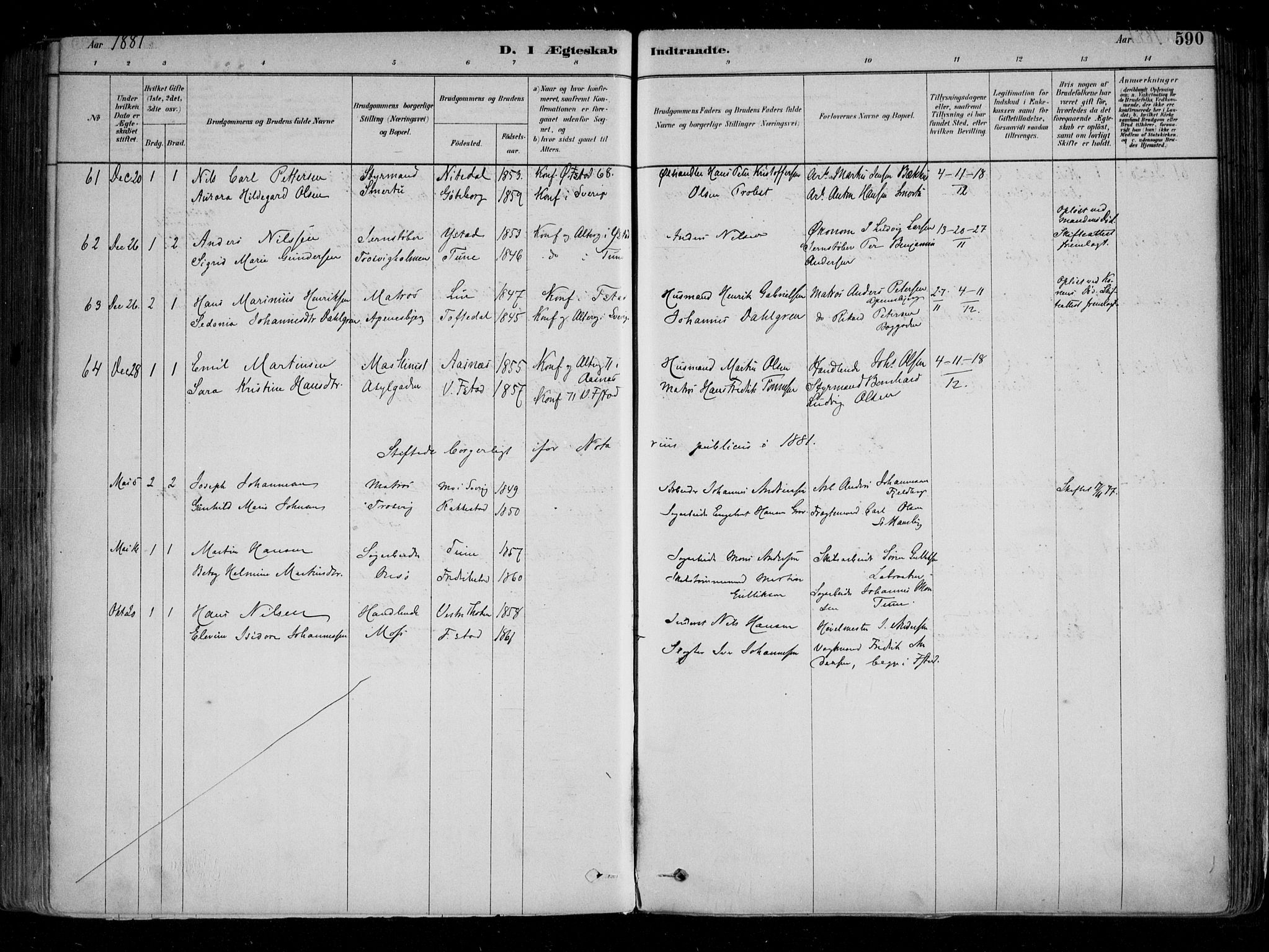 Fredrikstad domkirkes prestekontor Kirkebøker, SAO/A-10906/F/Fa/L0004: Parish register (official) no. 4, 1878-1907, p. 590