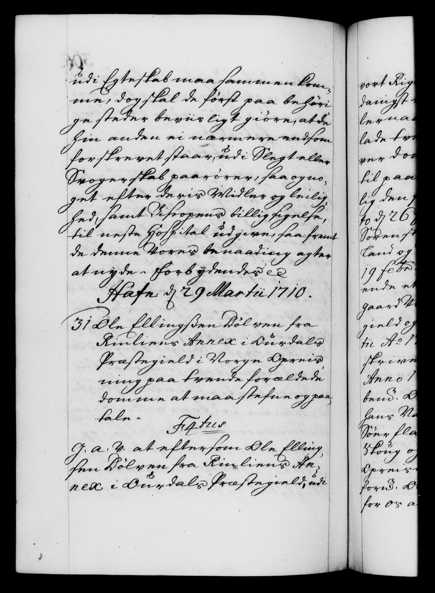 Danske Kanselli 1572-1799, AV/RA-EA-3023/F/Fc/Fca/Fcaa/L0020: Norske registre, 1708-1711, p. 365b