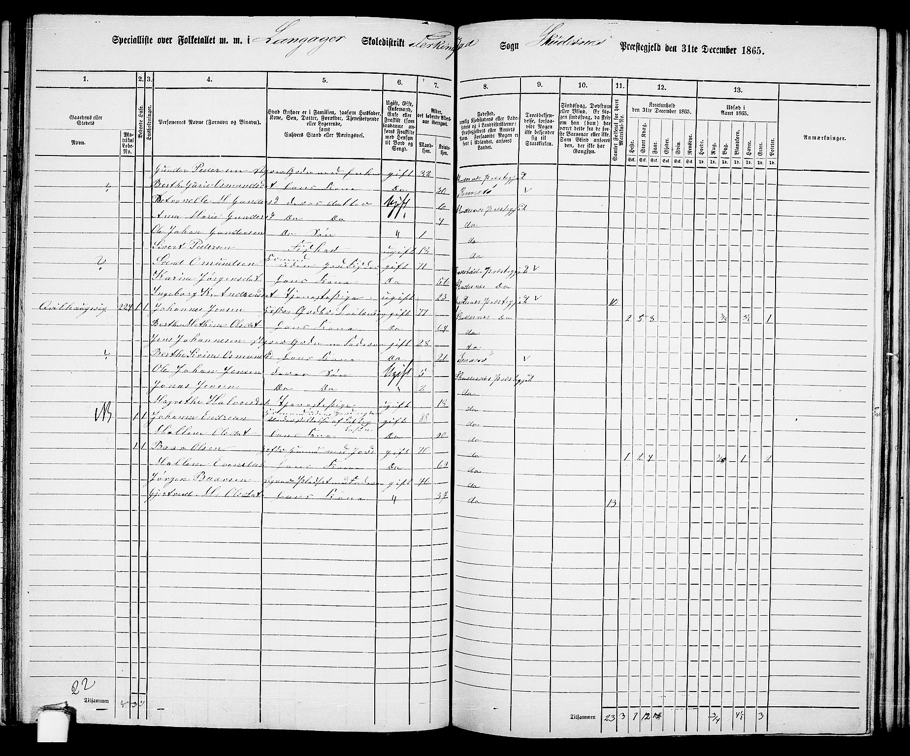 RA, 1865 census for Skudenes, 1865, p. 116