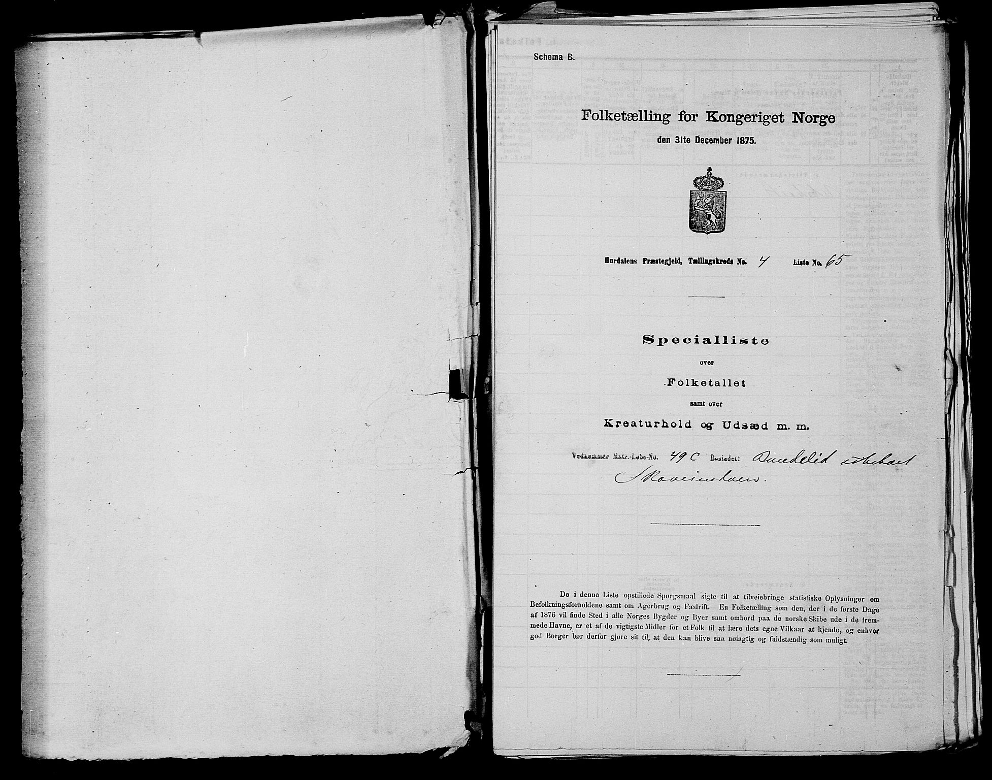 RA, 1875 census for 0239P Hurdal, 1875, p. 588