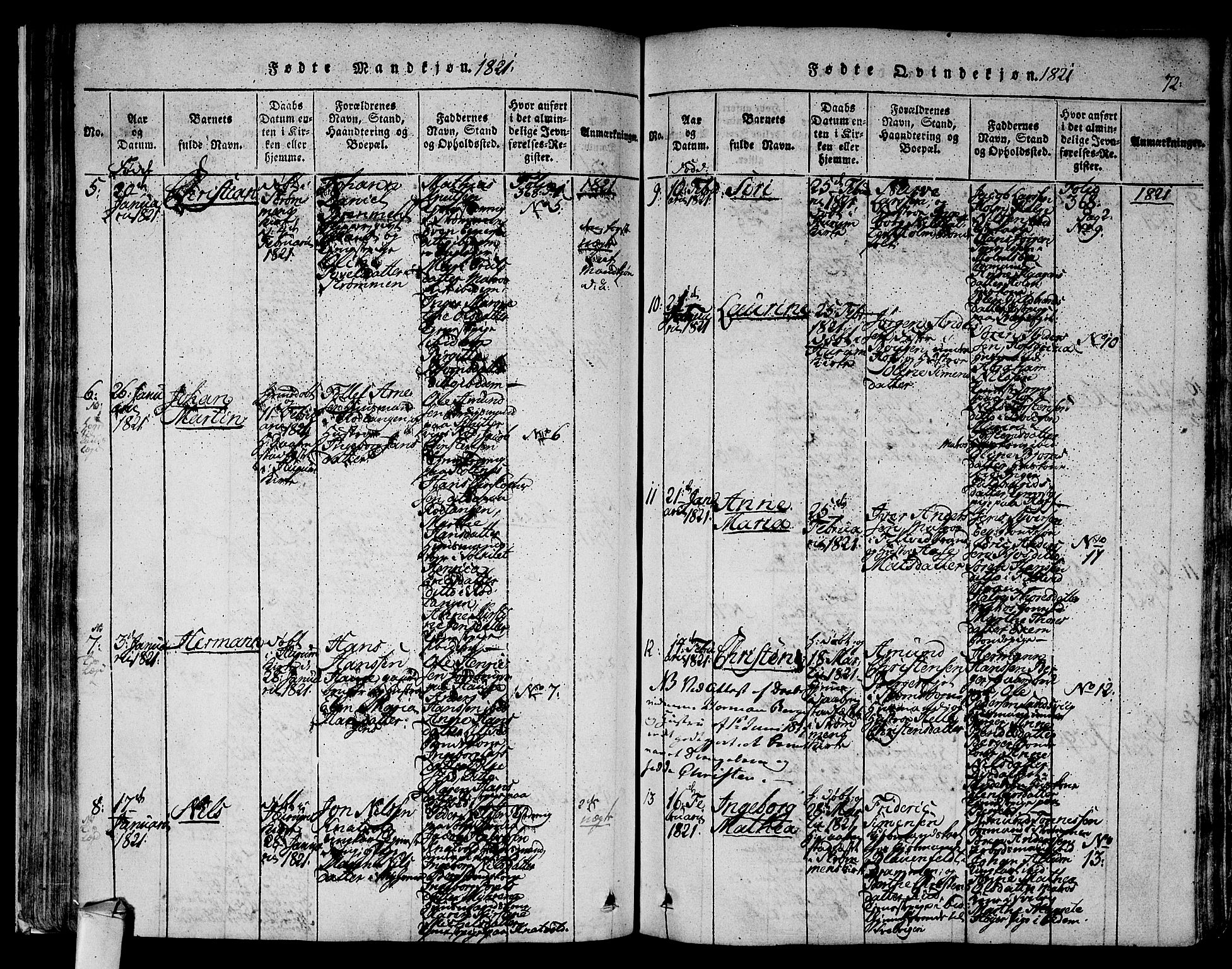 Hurum kirkebøker, AV/SAKO-A-229/F/Fa/L0009: Parish register (official) no. 9, 1816-1826, p. 72