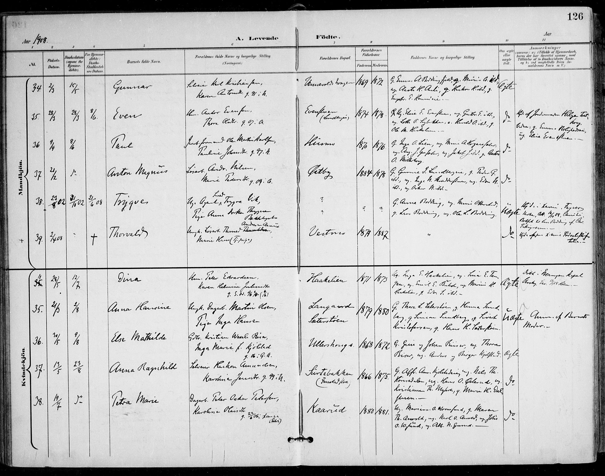 Nes prestekontor Kirkebøker, AV/SAO-A-10410/F/Fa/L0011: Parish register (official) no. I 11, 1899-1918, p. 126