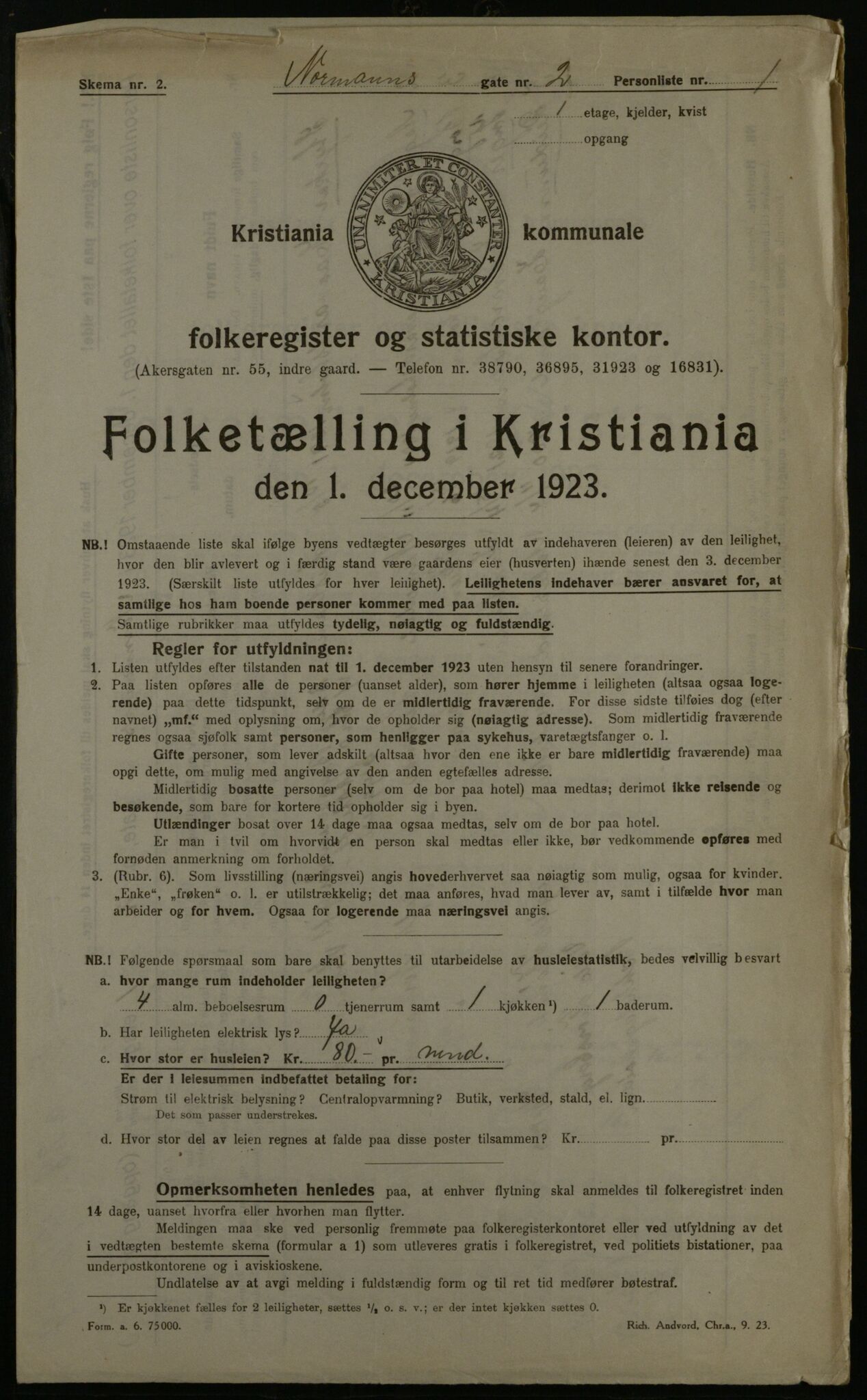 OBA, Municipal Census 1923 for Kristiania, 1923, p. 80715