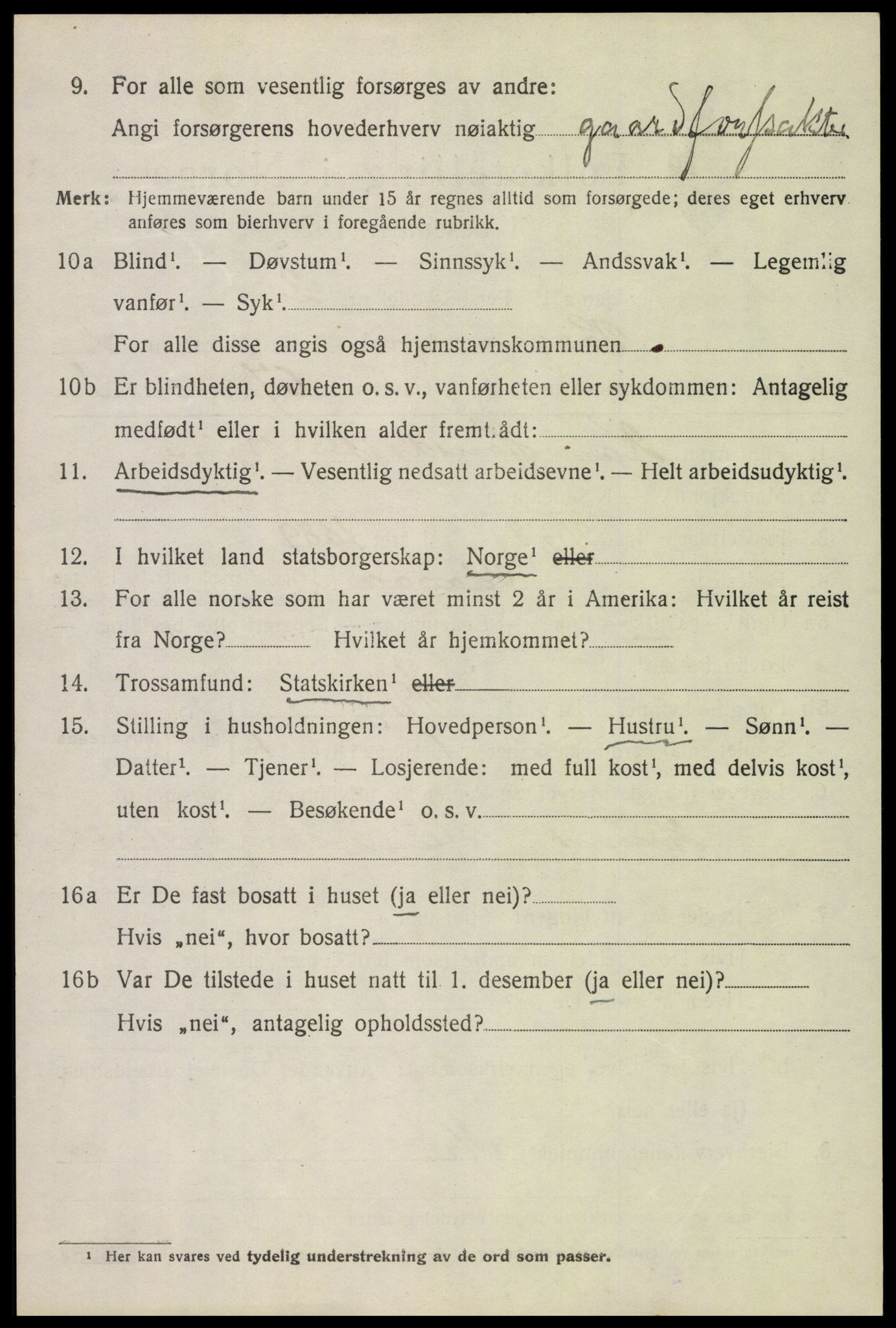 SAH, 1920 census for Vågå, 1920, p. 1281