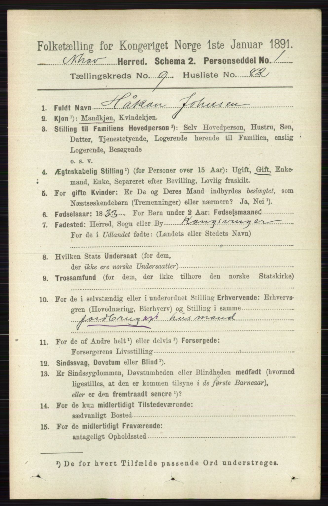 RA, 1891 census for 0613 Norderhov, 1891, p. 7193