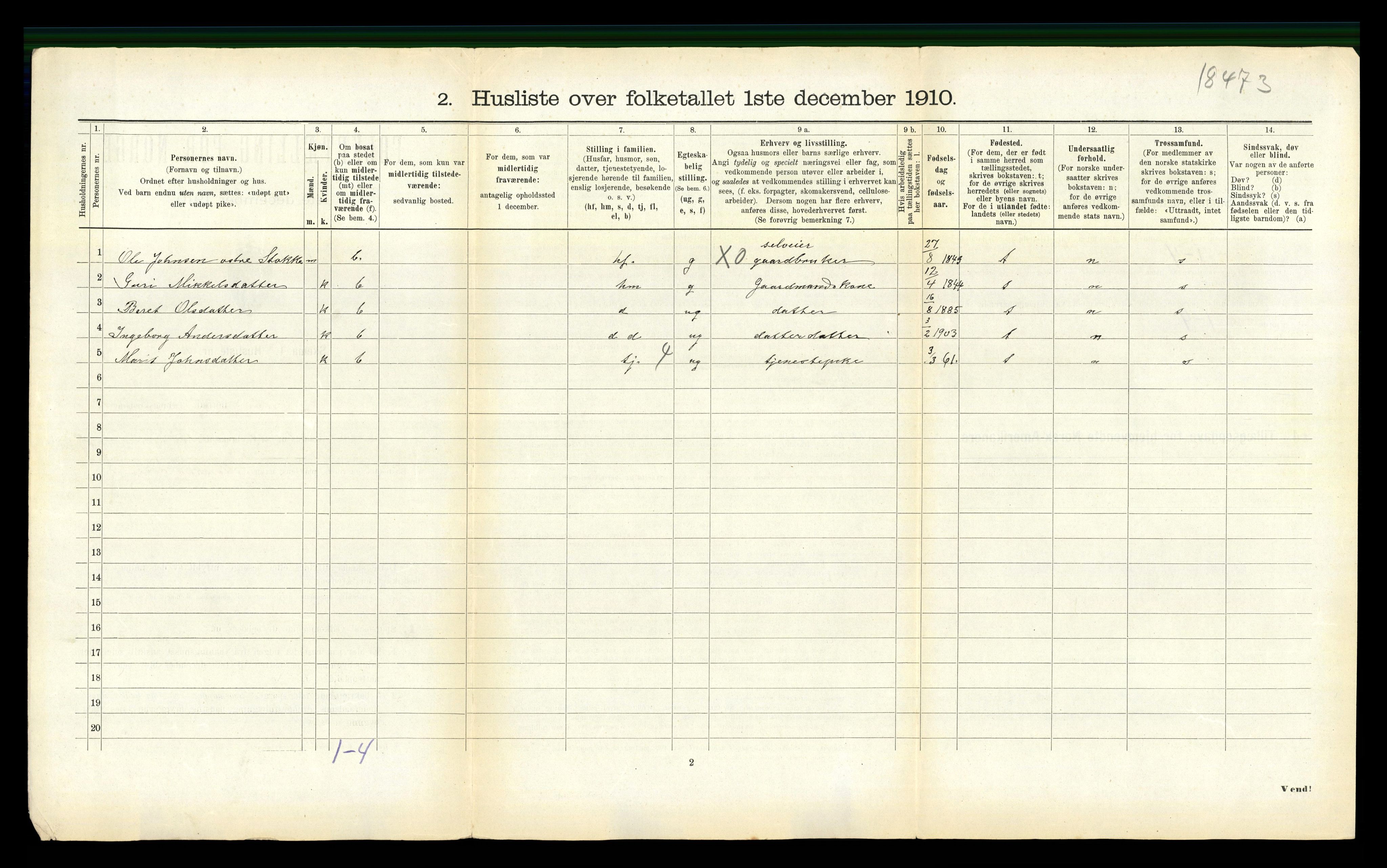 RA, 1910 census for Selbu, 1910, p. 1167