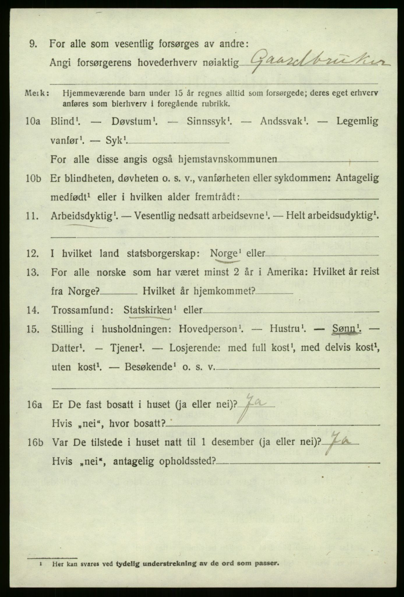 SAB, 1920 census for Jølster, 1920, p. 2951