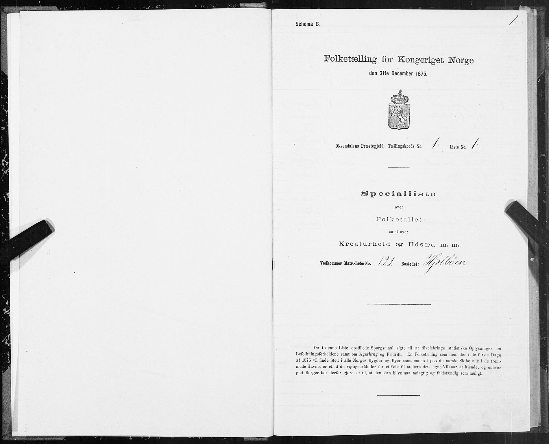 SAT, 1875 census for 1561P Øksendal, 1875, p. 1001