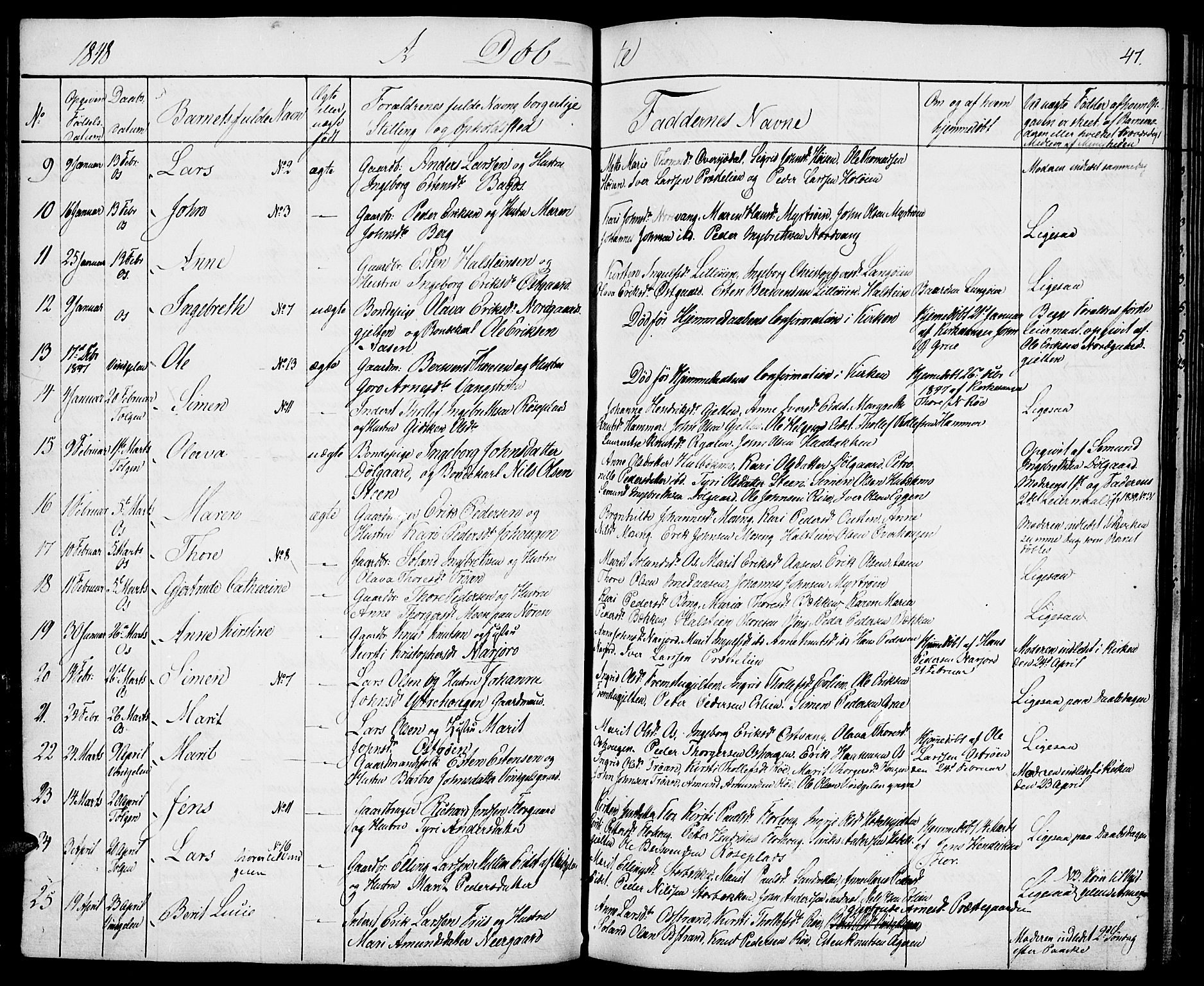 Tolga prestekontor, AV/SAH-PREST-062/K/L0005: Parish register (official) no. 5, 1836-1852, p. 47