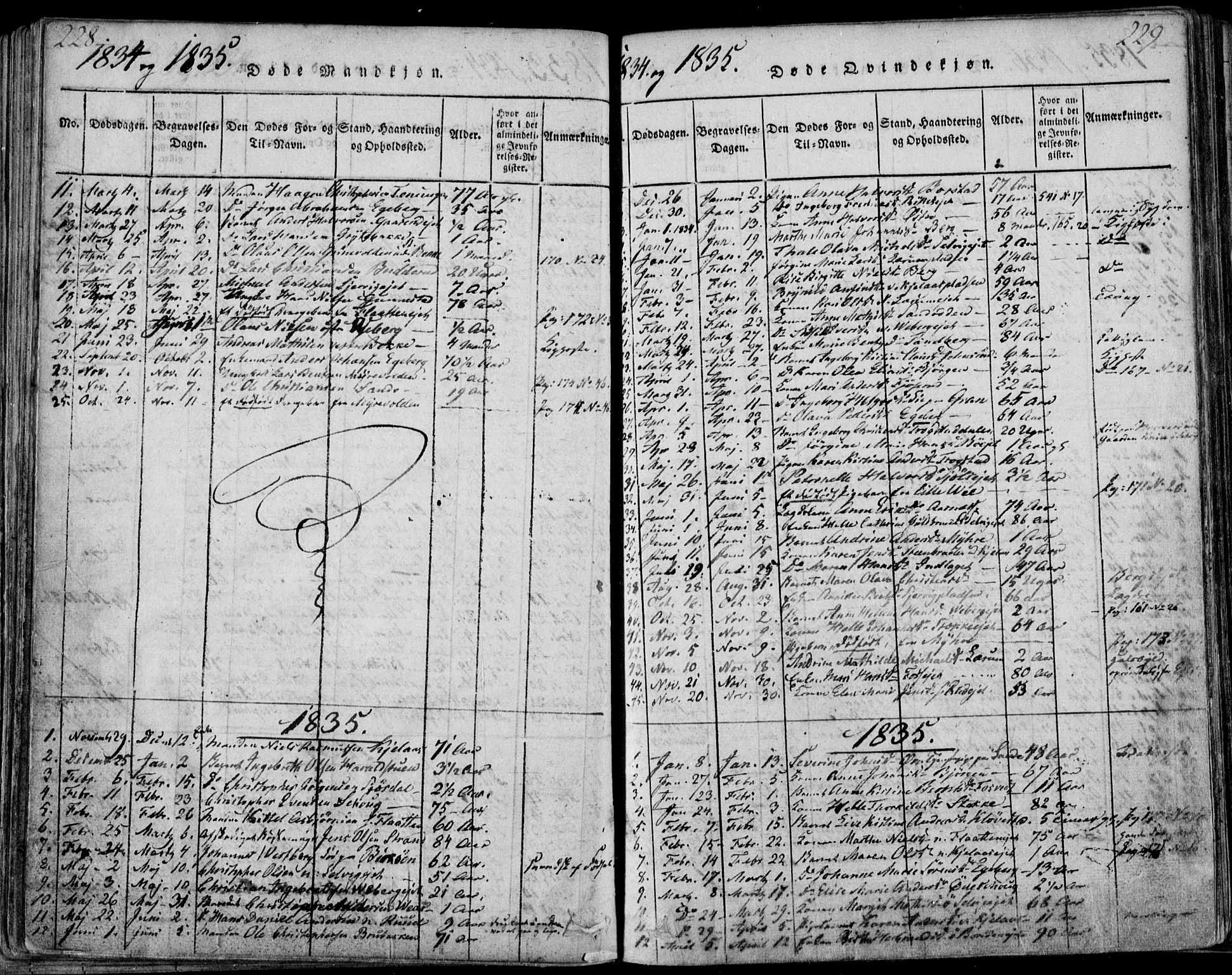 Sande Kirkebøker, SAKO/A-53/F/Fa/L0003: Parish register (official) no. 3, 1814-1847, p. 228-229