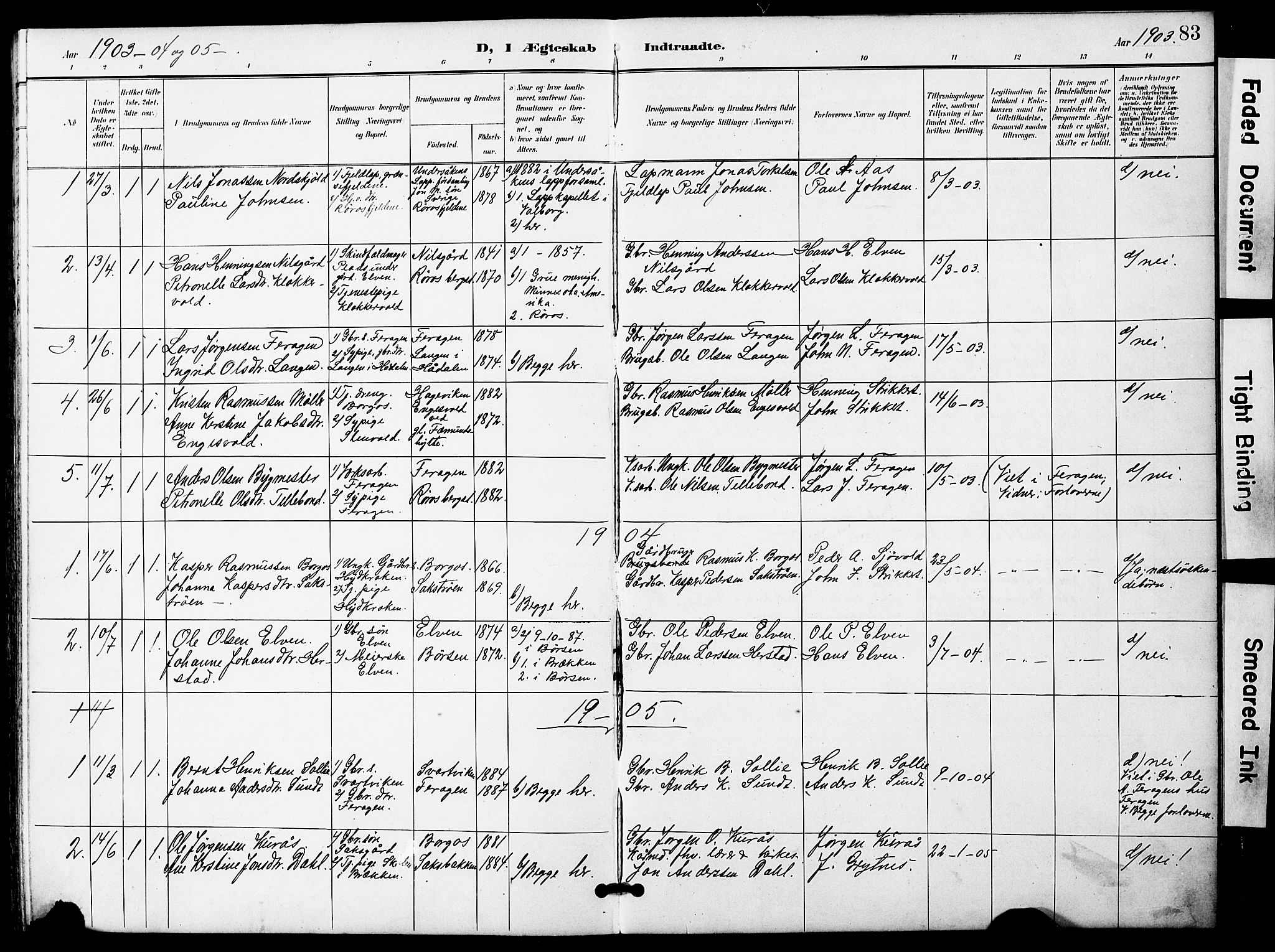 Ministerialprotokoller, klokkerbøker og fødselsregistre - Sør-Trøndelag, SAT/A-1456/683/L0950: Parish register (copy) no. 683C02, 1897-1918, p. 83