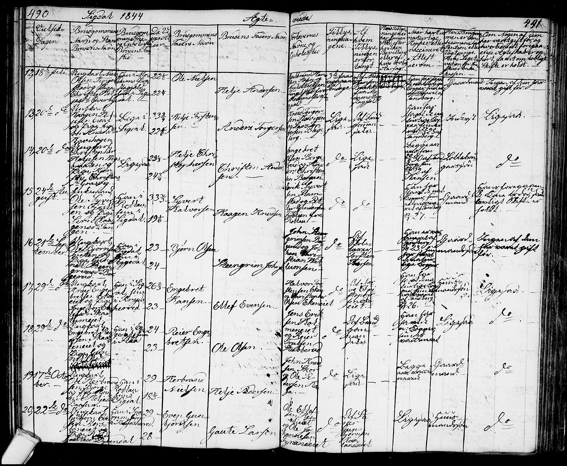 Sigdal kirkebøker, AV/SAKO-A-245/G/Ga/L0002: Parish register (copy) no. I 2, 1835-1856, p. 490-491