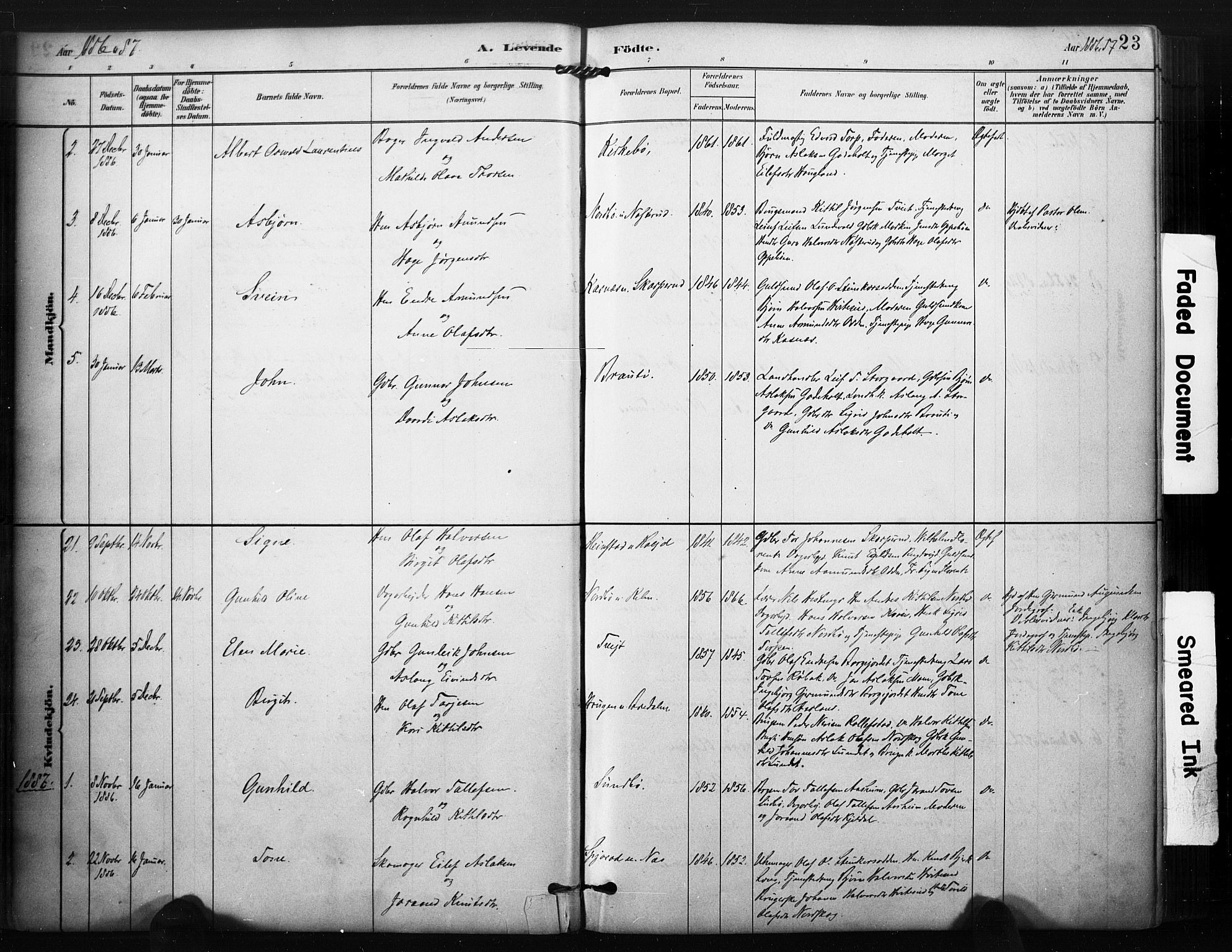 Kviteseid kirkebøker, SAKO/A-276/F/Fa/L0008: Parish register (official) no. I 8, 1882-1903, p. 23