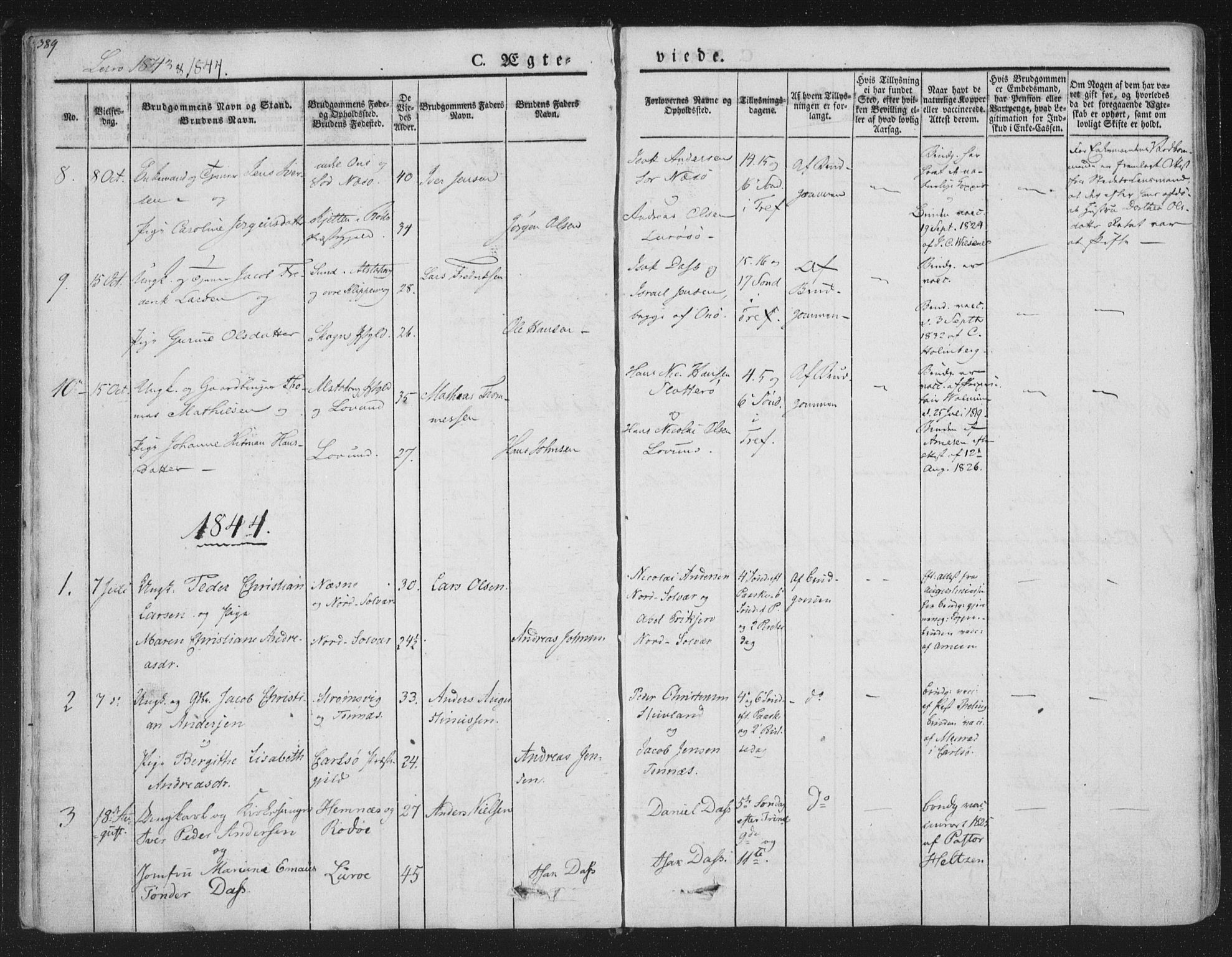 Ministerialprotokoller, klokkerbøker og fødselsregistre - Nordland, AV/SAT-A-1459/839/L0566: Parish register (official) no. 839A03, 1825-1862, p. 389