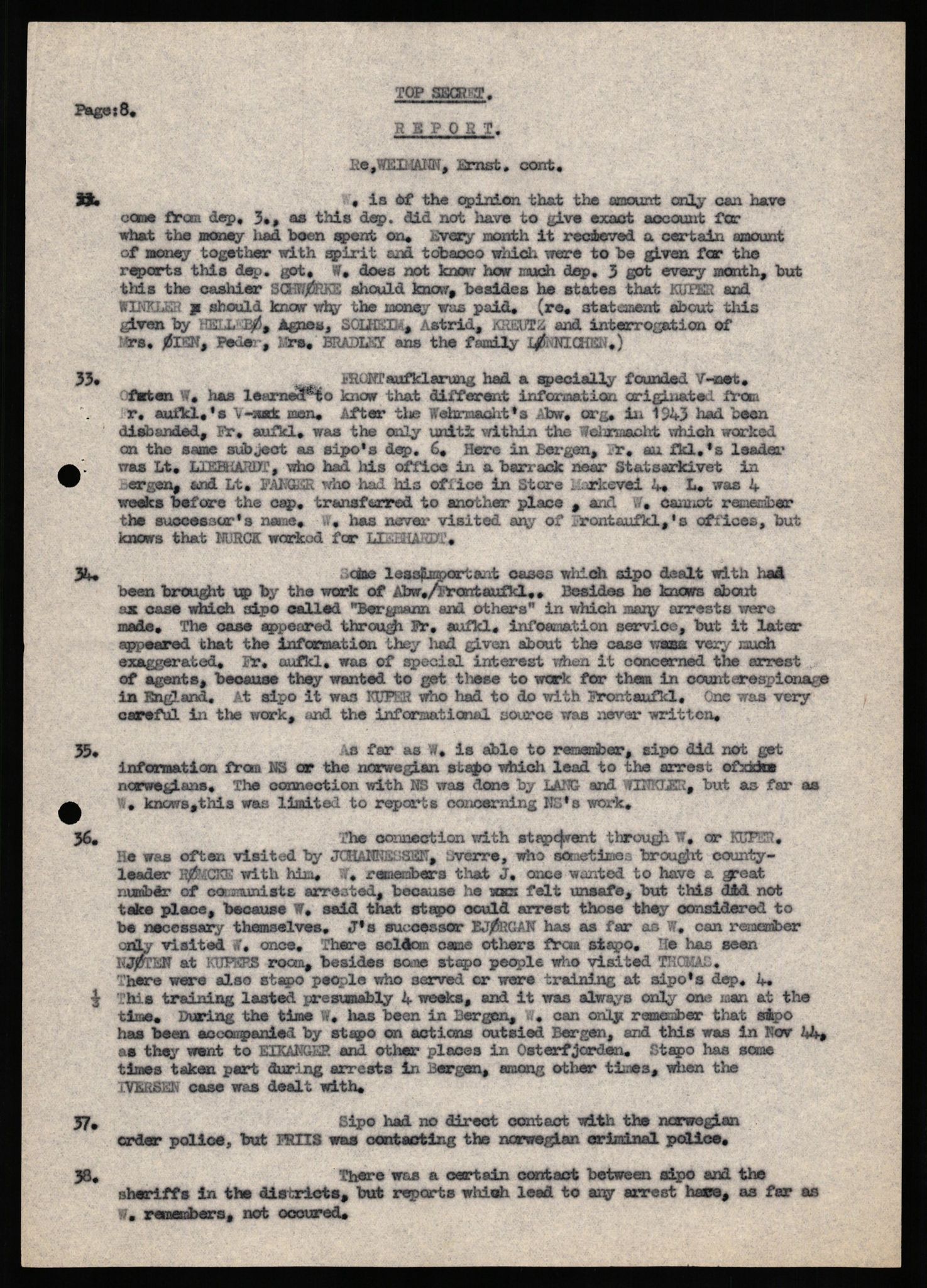 Forsvaret, Forsvarets overkommando II, RA/RAFA-3915/D/Db/L0035: CI Questionaires. Tyske okkupasjonsstyrker i Norge. Tyskere., 1945-1946, p. 173