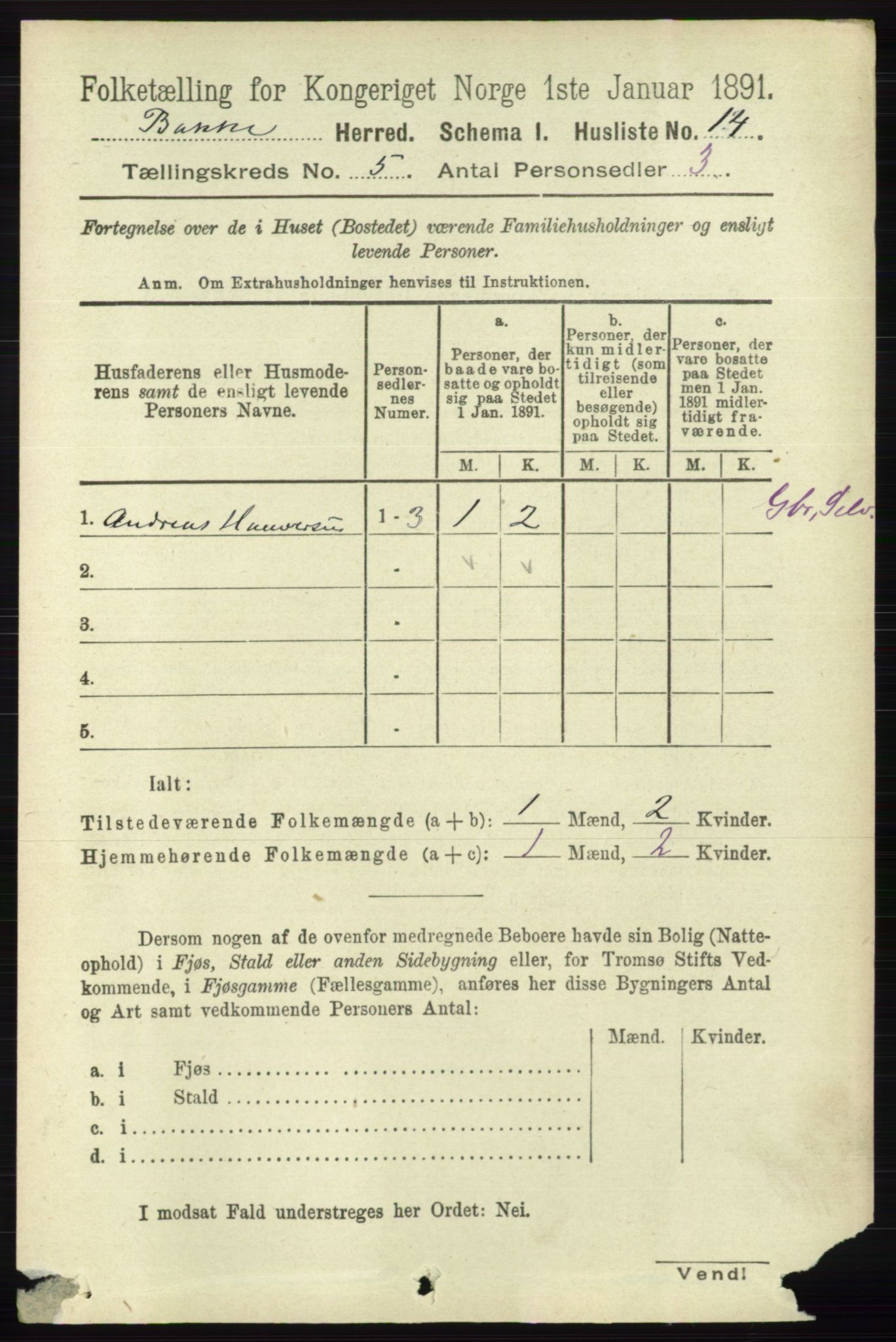 RA, 1891 census for 1045 Bakke, 1891, p. 1076