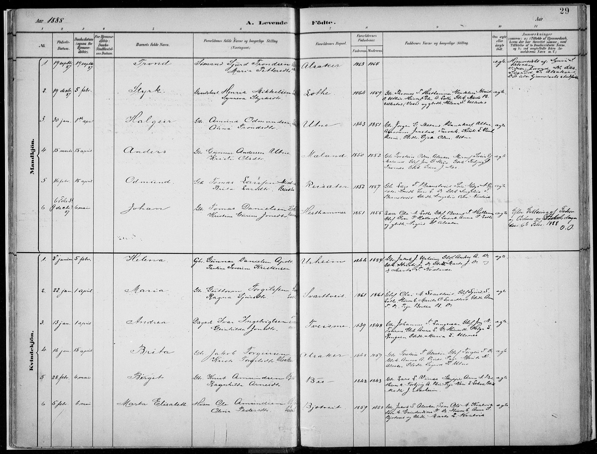 Ullensvang sokneprestembete, SAB/A-78701/H/Haa: Parish register (official) no. E  1, 1882-1921, p. 29