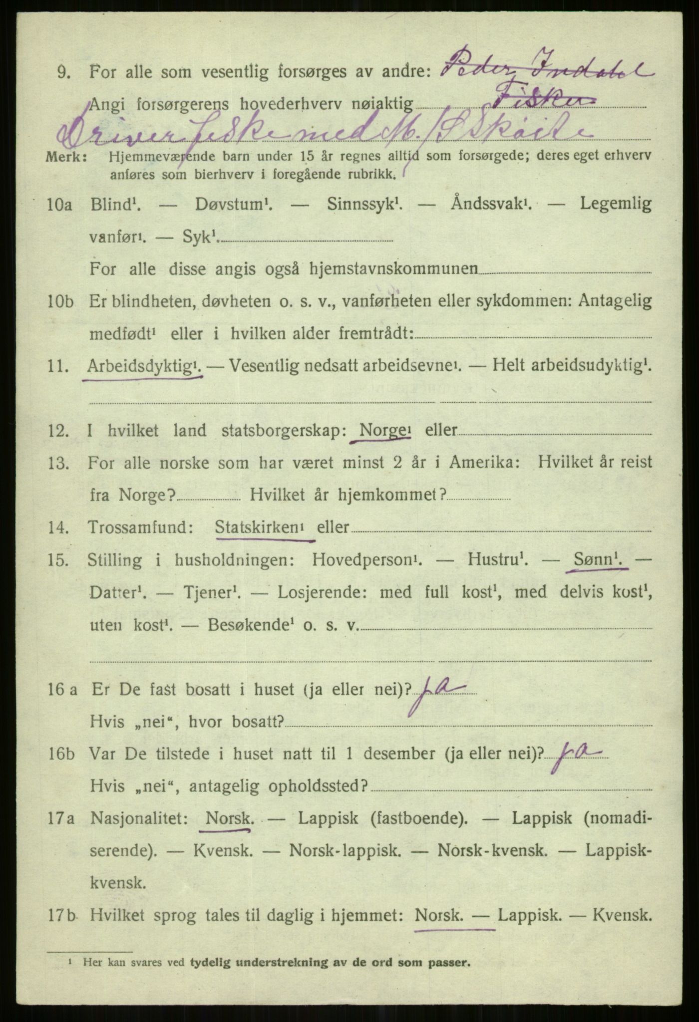 SATØ, 1920 census for Karlsøy, 1920, p. 2464