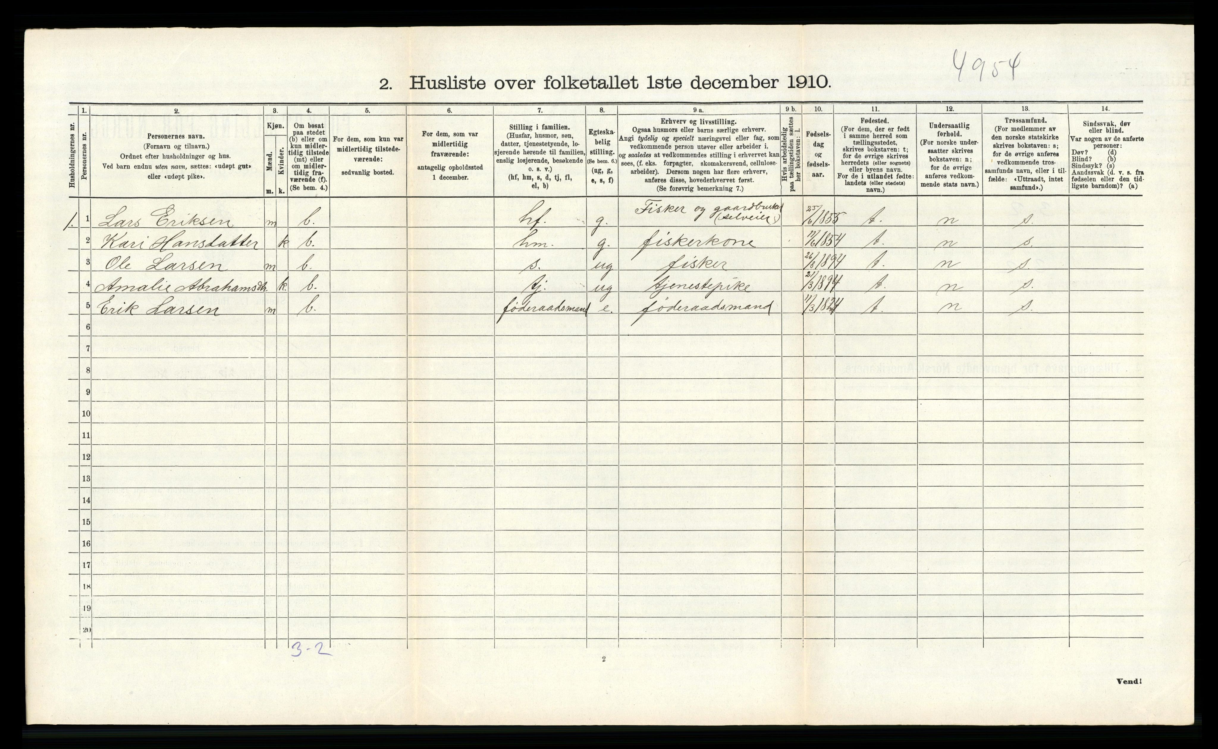 RA, 1910 census for Fjell, 1910, p. 148