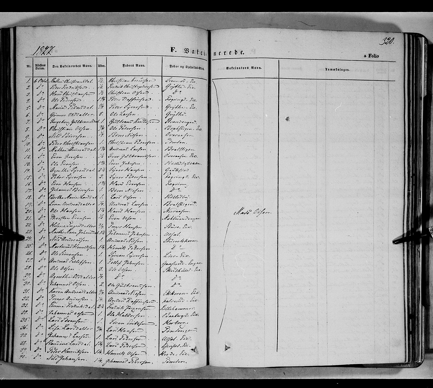 Biri prestekontor, SAH/PREST-096/H/Ha/Haa/L0005: Parish register (official) no. 5, 1843-1854, p. 320
