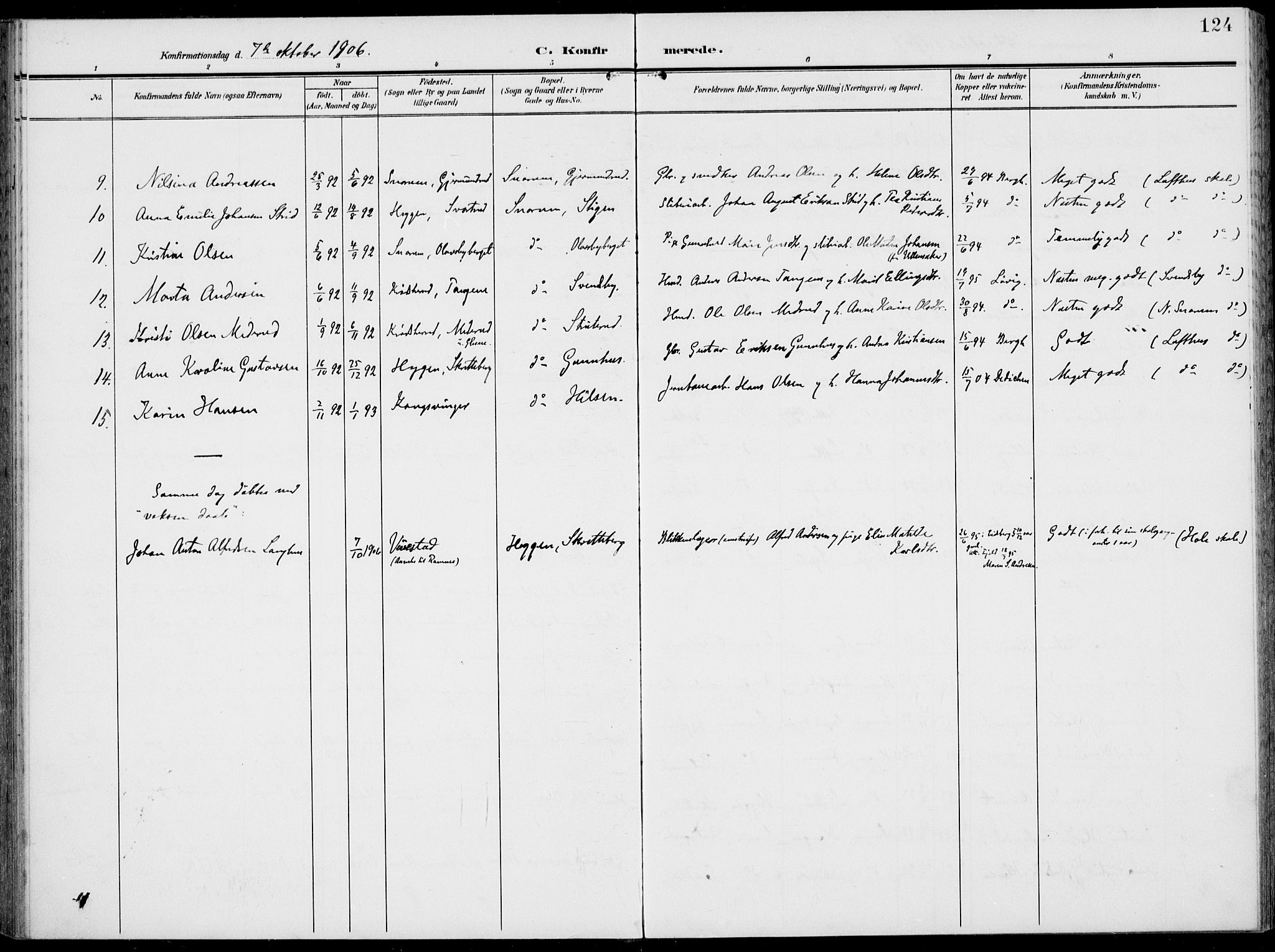 Modum kirkebøker, AV/SAKO-A-234/F/Fa/L0019: Parish register (official) no. 19, 1890-1914, p. 124