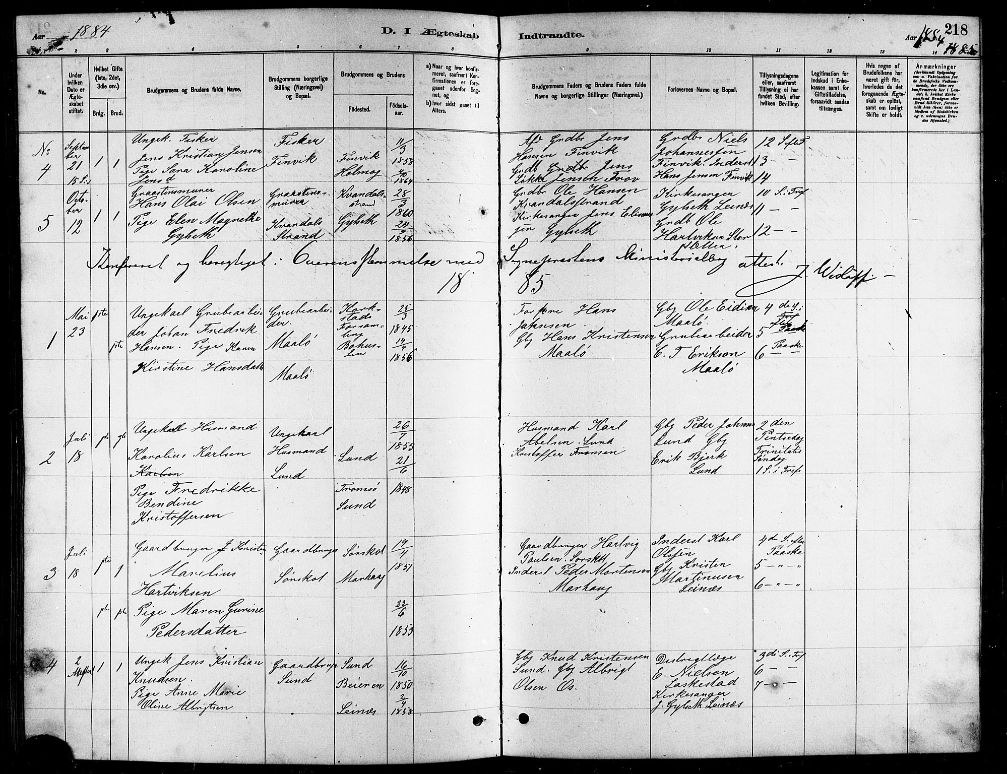 Ministerialprotokoller, klokkerbøker og fødselsregistre - Nordland, AV/SAT-A-1459/857/L0828: Parish register (copy) no. 857C03, 1879-1908, p. 218