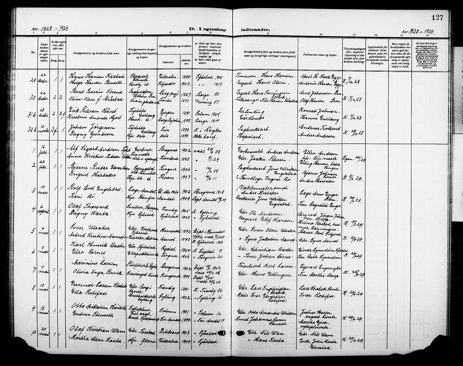 Lier kirkebøker, AV/SAKO-A-230/G/Gb/L0004: Parish register (copy) no. II 4, 1920-1932, p. 127