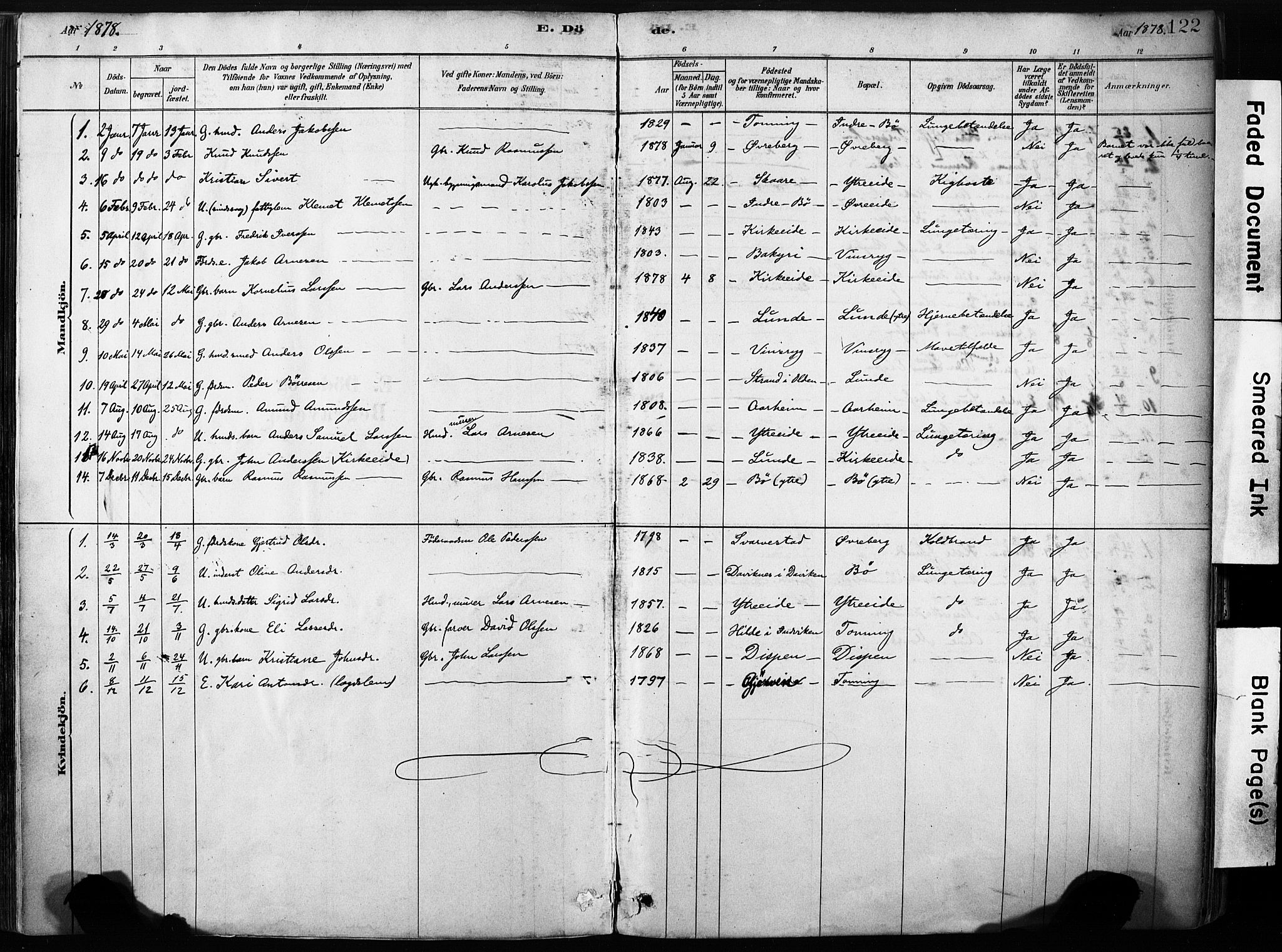 Stryn Sokneprestembete, SAB/A-82501: Parish register (official) no. B 1, 1878-1907, p. 122