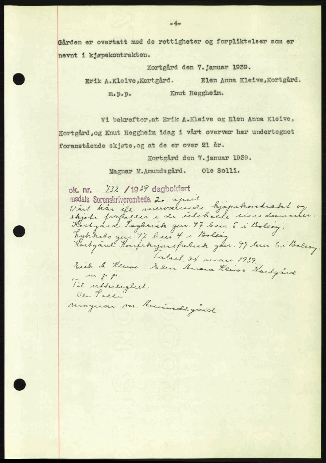 Romsdal sorenskriveri, AV/SAT-A-4149/1/2/2C: Mortgage book no. A6, 1938-1939, Diary no: : 196/1939